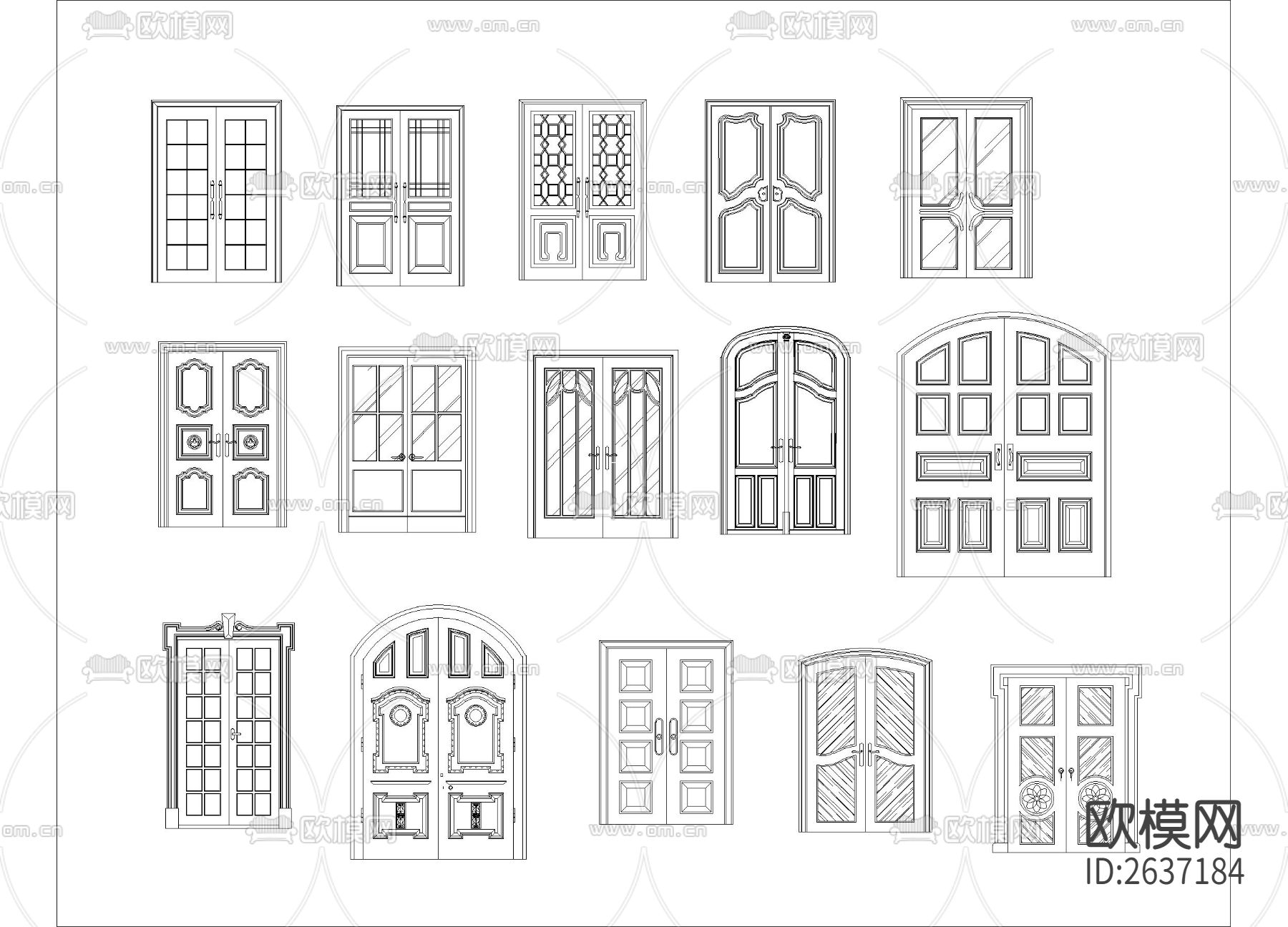 中式门花纹CAD图库下载（渲染图2）