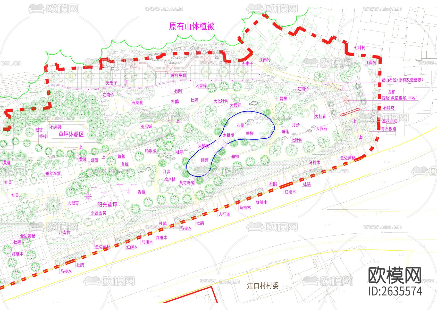 公园绿化CAD施工图下载（渲染图4）
