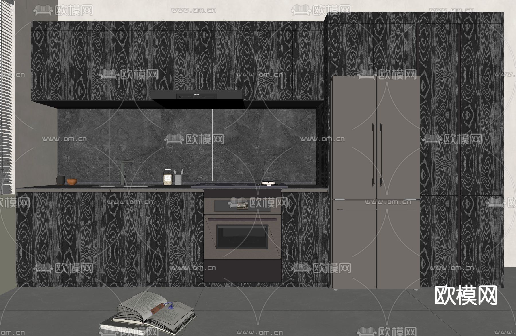 暗黑风橱柜su模型下载（渲染图2）
