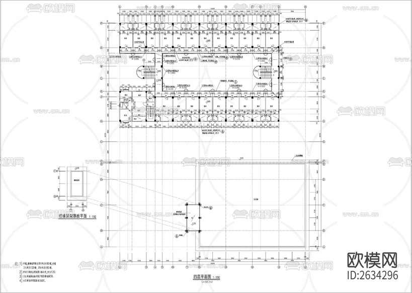 多层宿舍楼食堂CAD施工图下载(渲染图6)