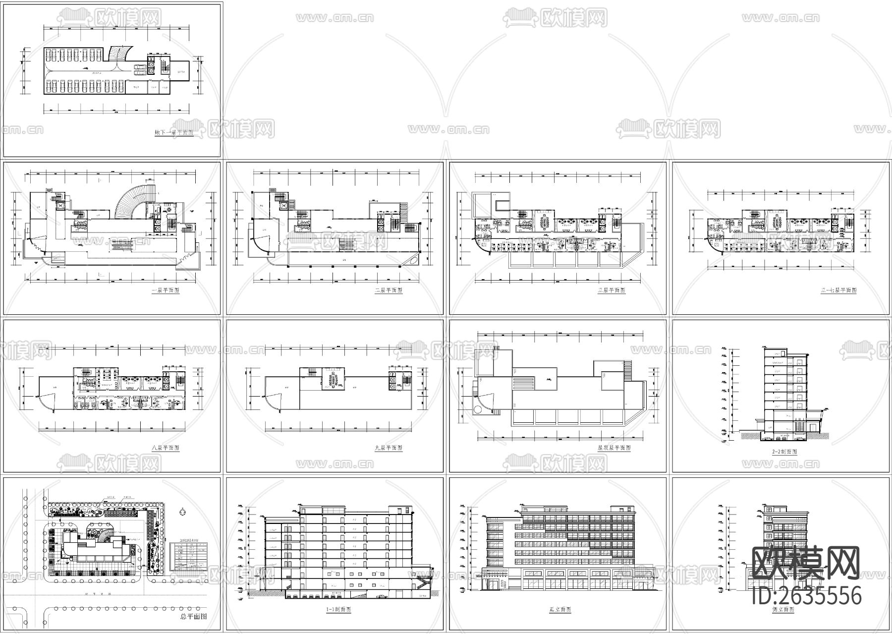 综合性写字楼CAD施工图下载（渲染图1）
