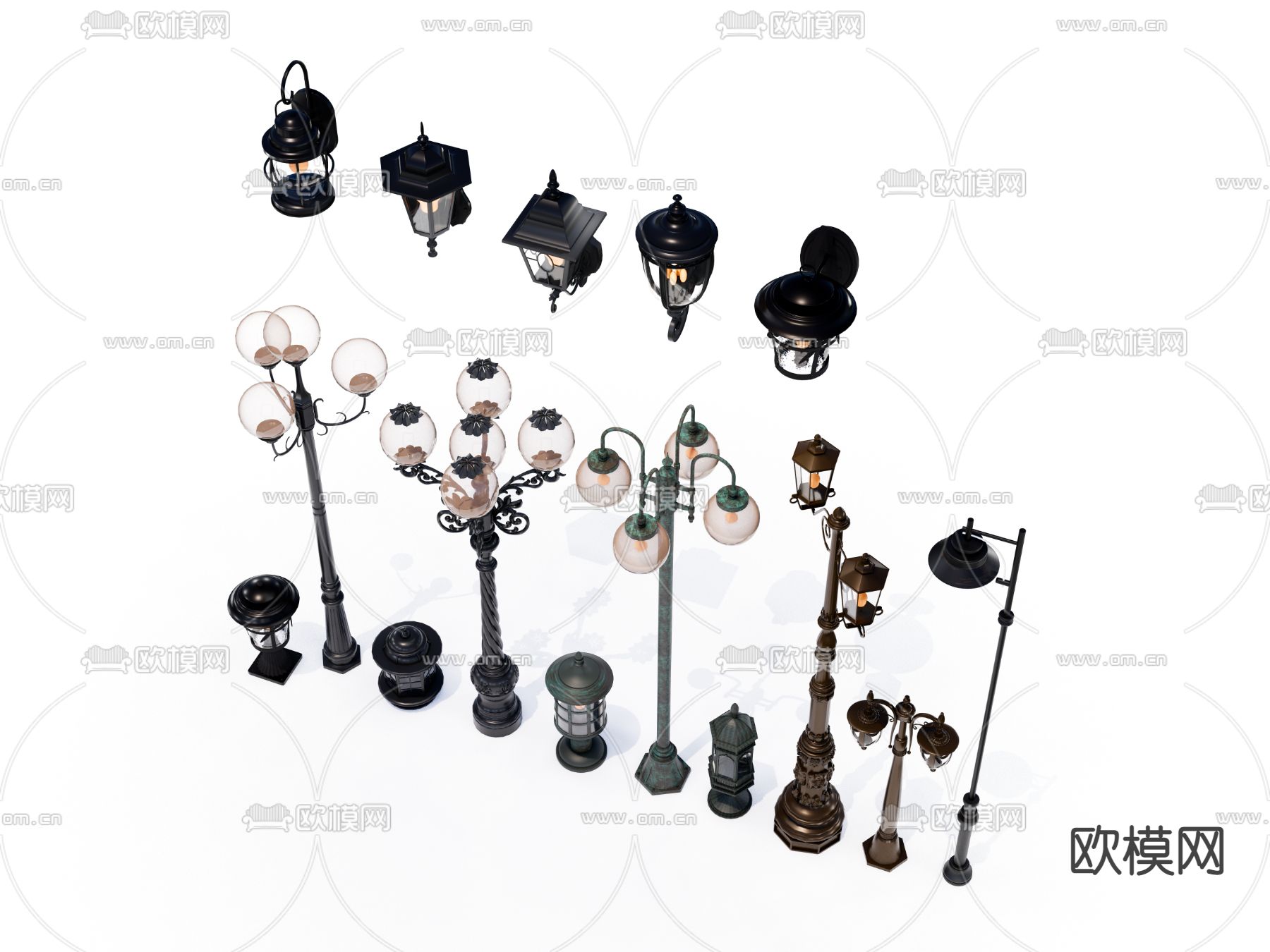 欧式复古景观路灯su模型下载（渲染图3）