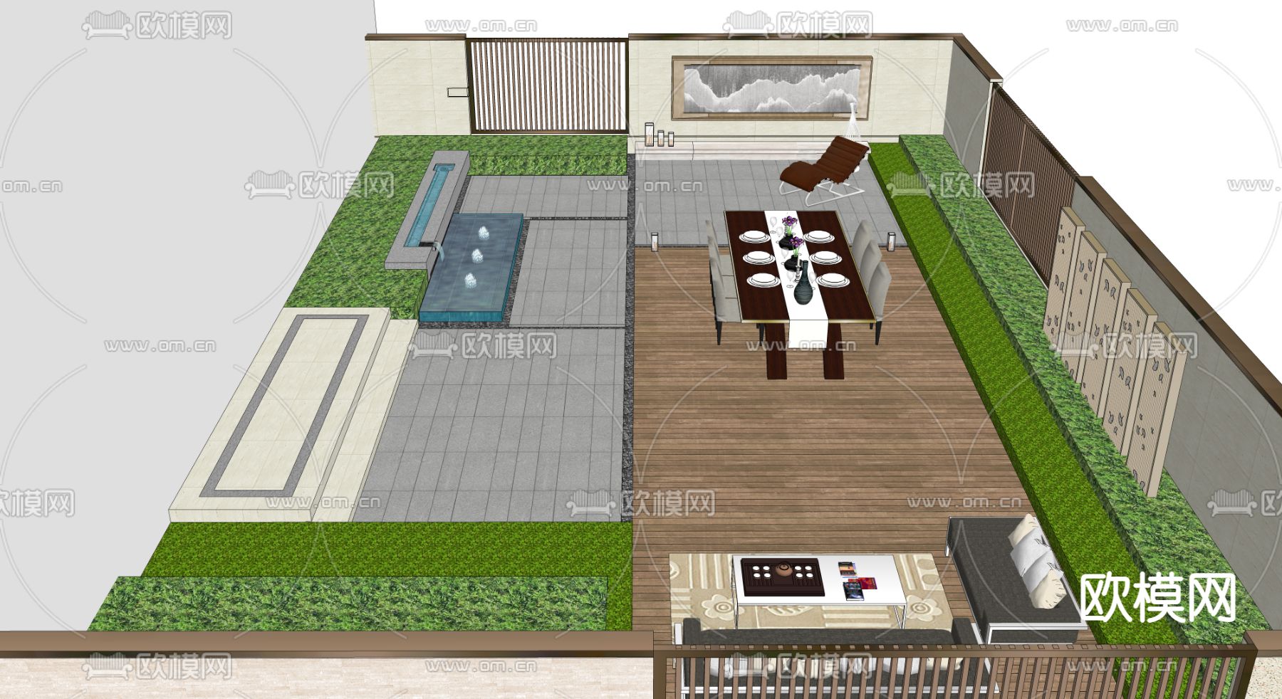 现代庭院su模型下载（渲染图2）
