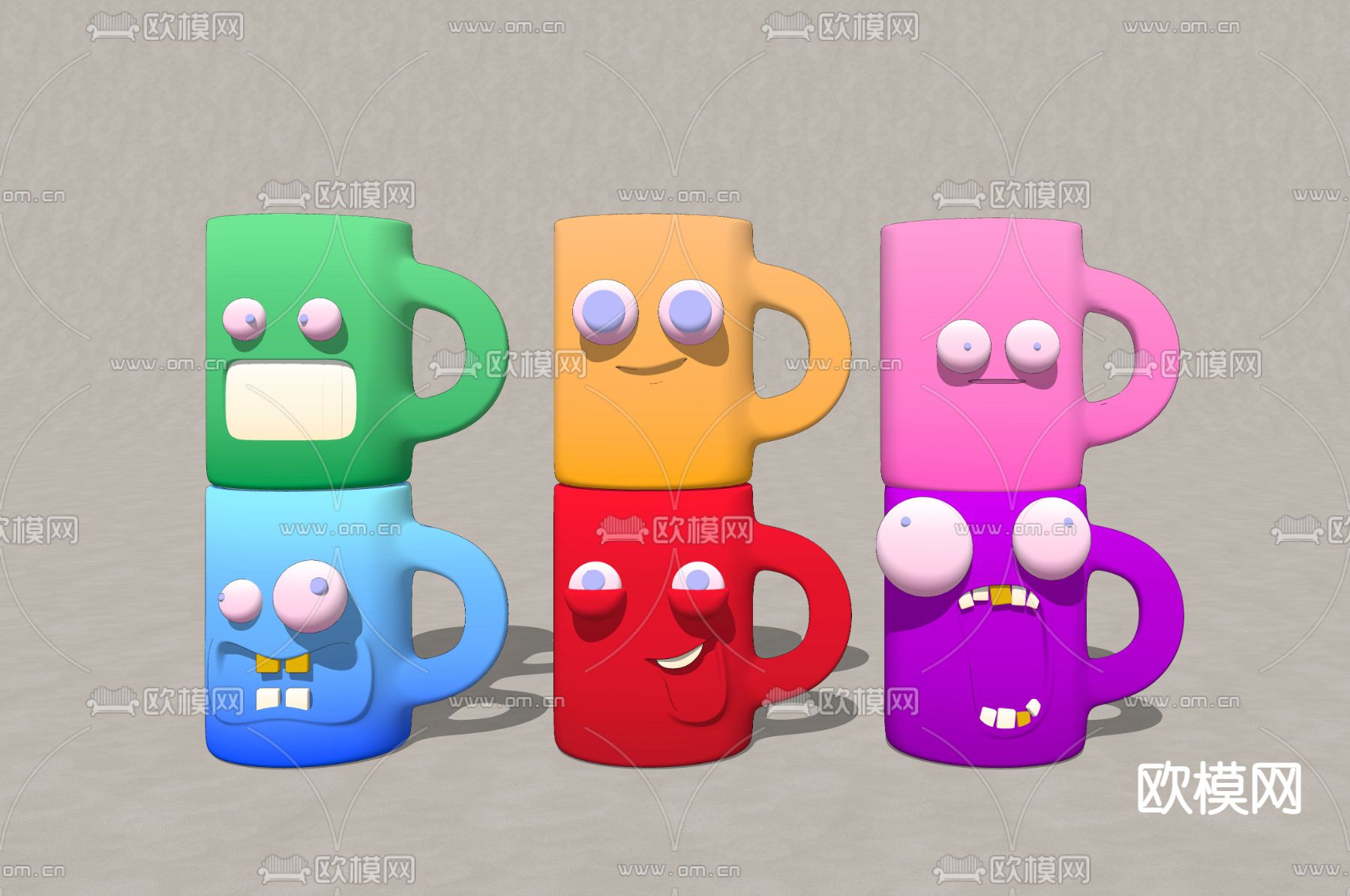 现代儿童卡通水杯su模型下载（渲染图2）