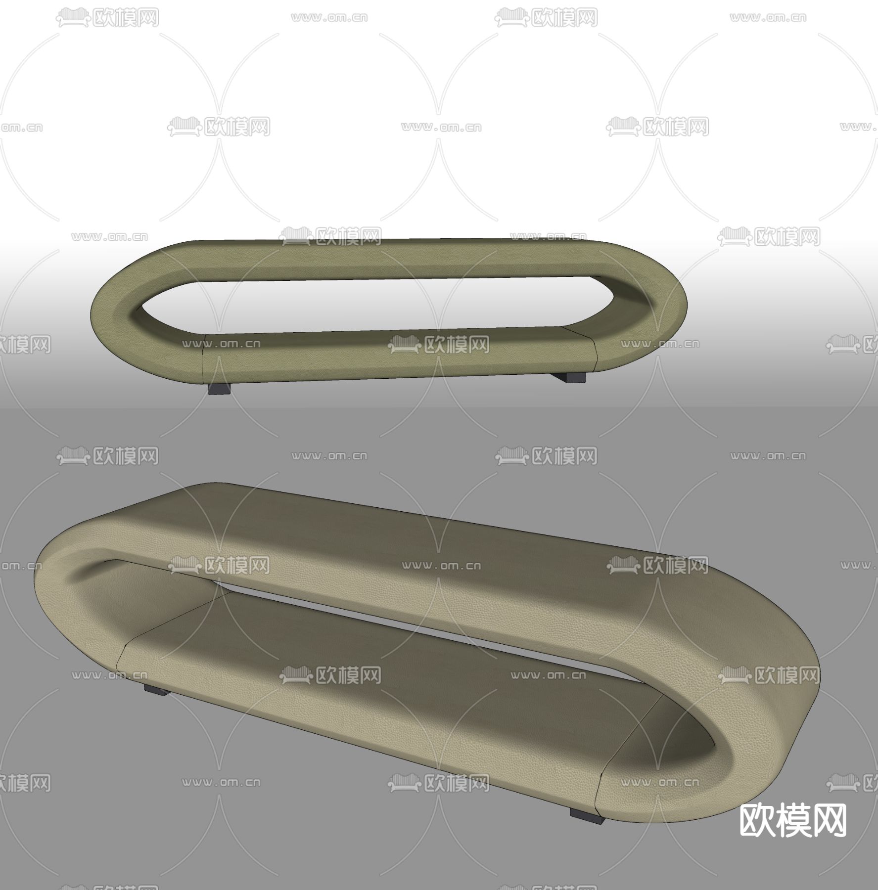 现代床尾凳 沙发凳su模型下载（渲染图2）