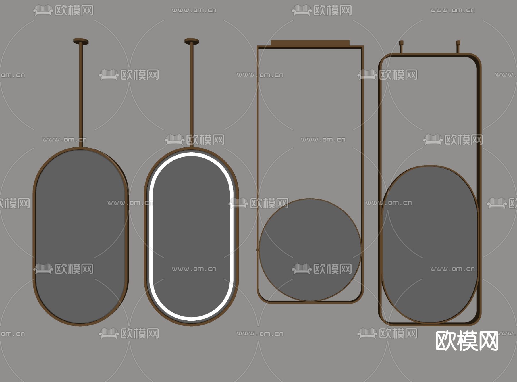 现代镜子 化妆镜 吊镜su模型下载（渲染图2）