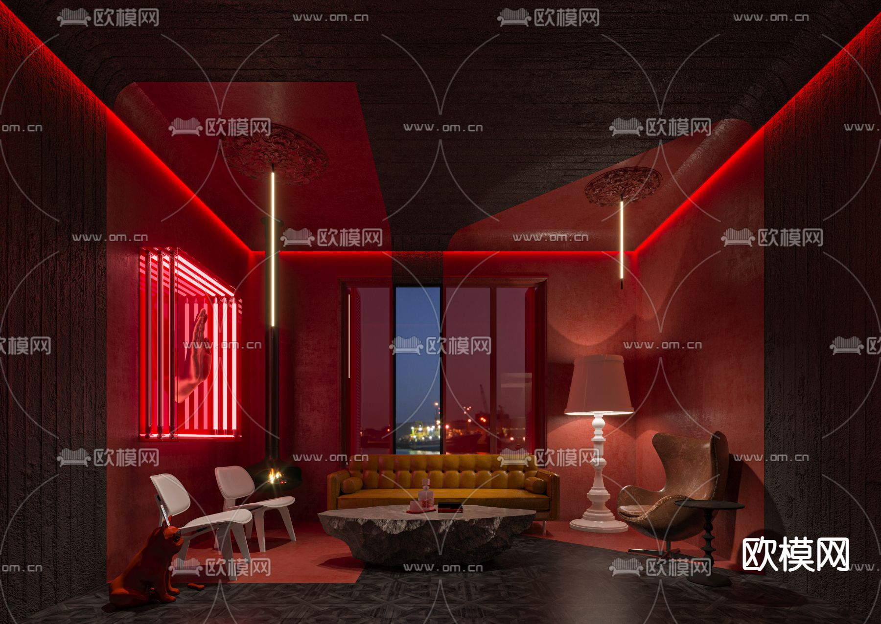 中古风理发店3d模型下载（渲染图4）