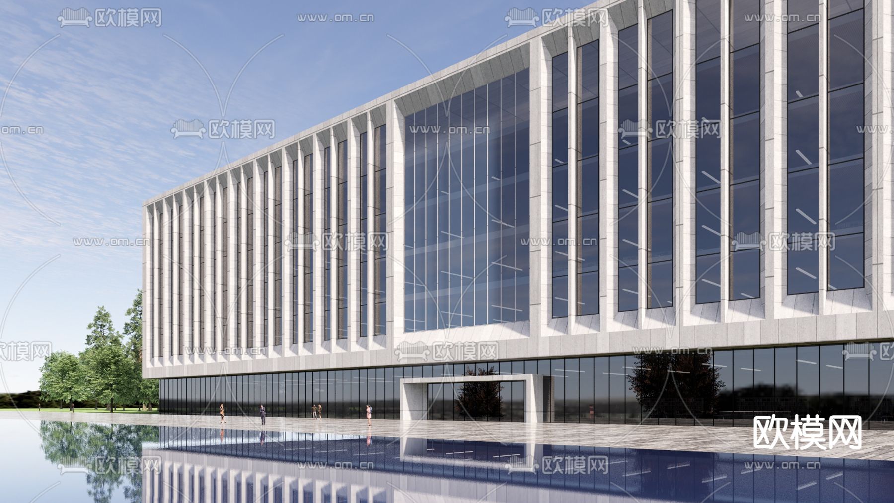 现代多层办公楼su模型下载（渲染图3）