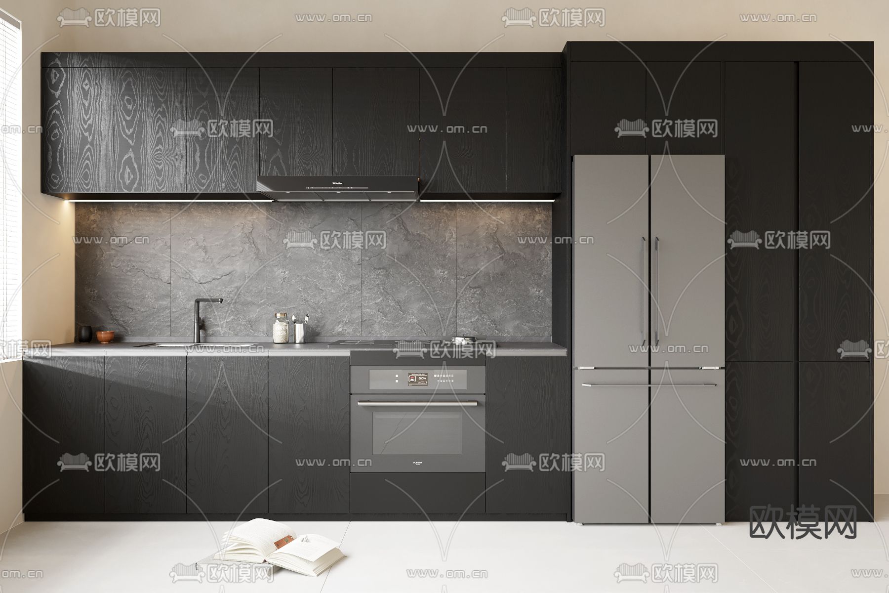 暗黑风橱柜su模型下载（渲染图1）