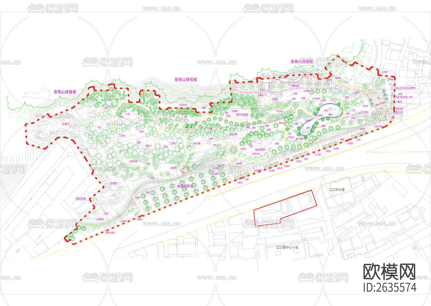 公园绿化CAD施工图下载（渲染图3）