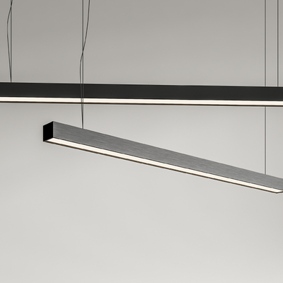  现代长条吊灯 办公吊灯su模型 