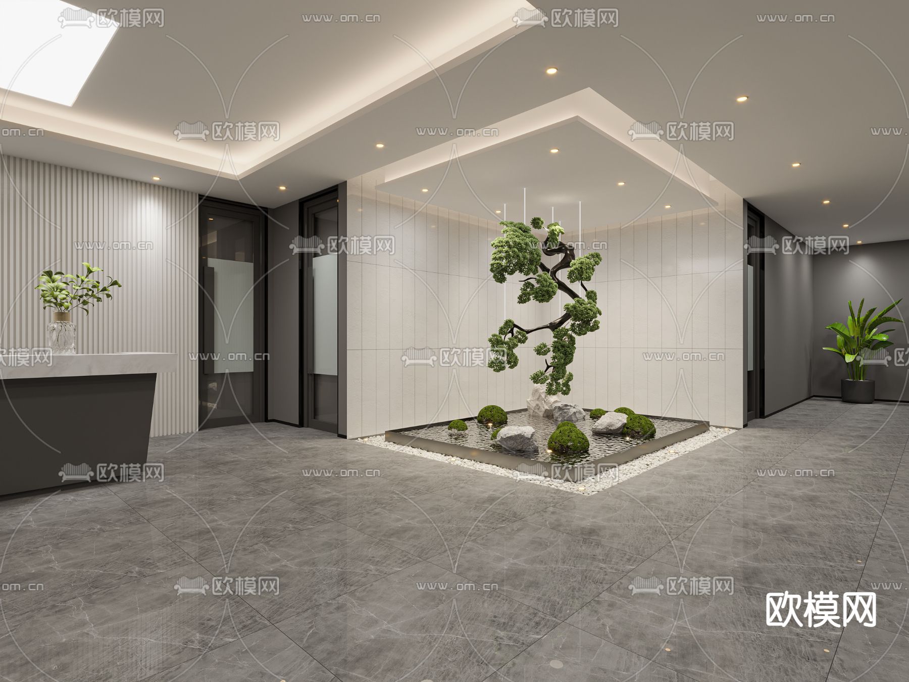 现代松树小品 植物堆su模型下载（渲染图1）