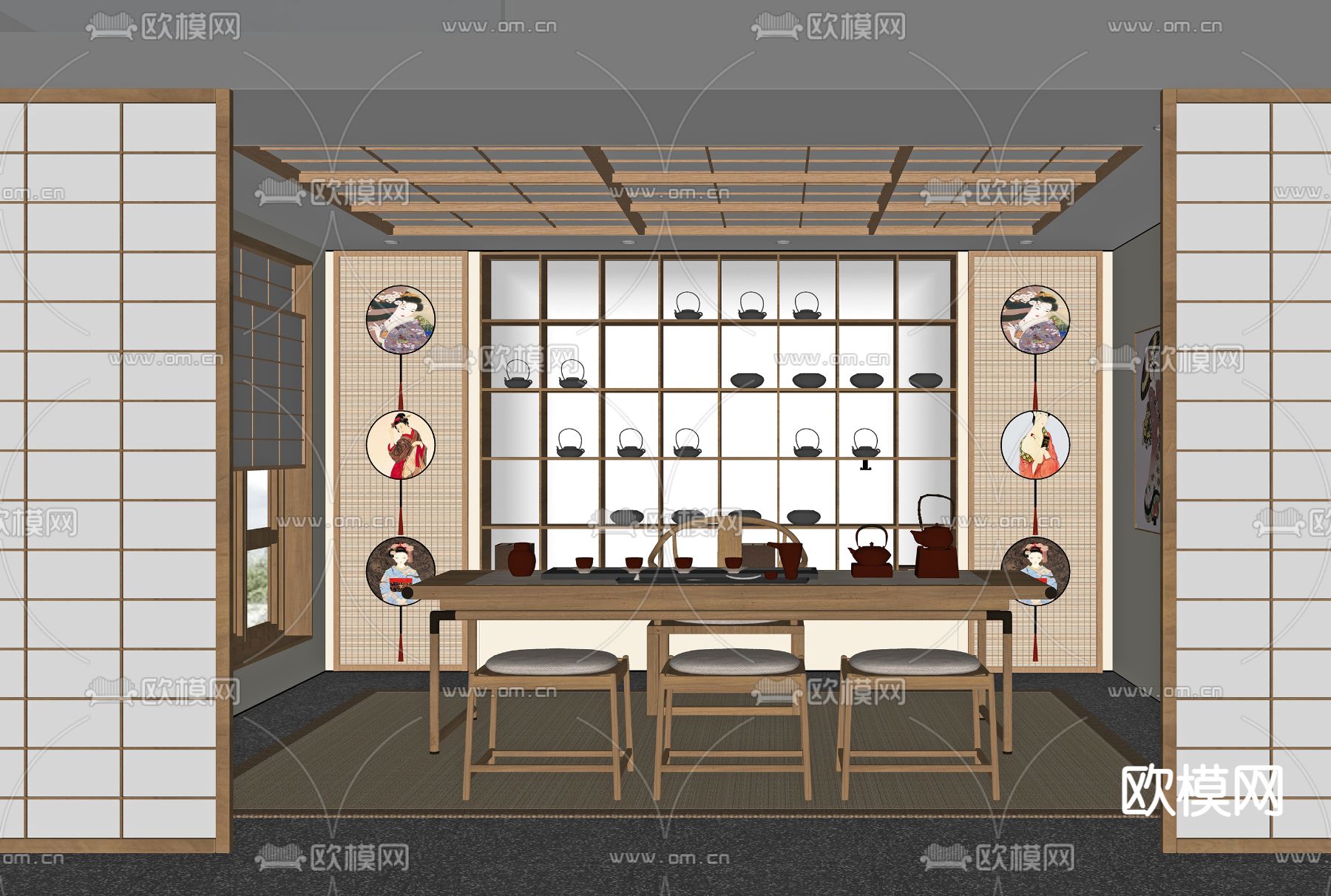 日式茶室su模型