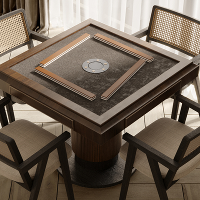  侘寂风麻将桌su模型 