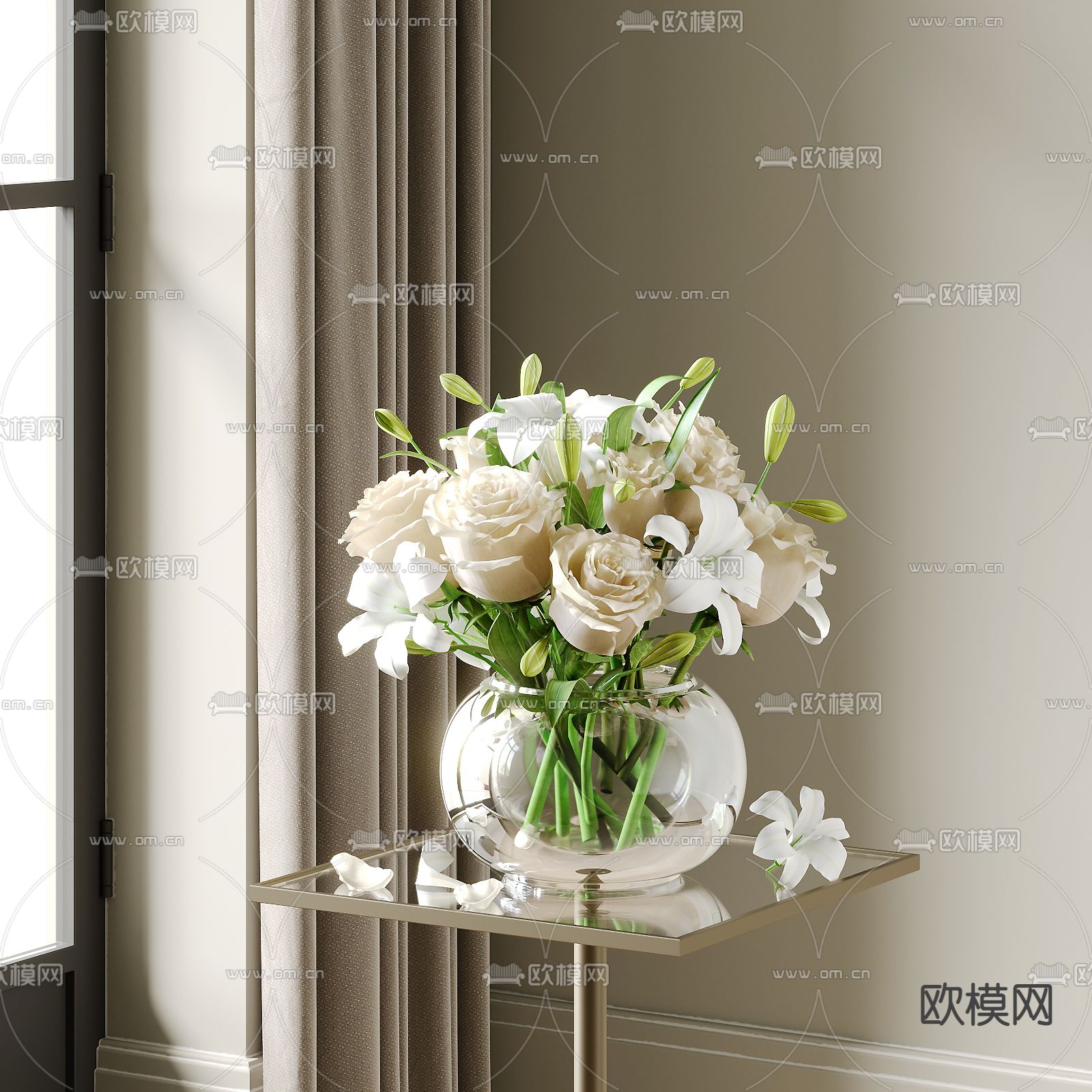 花瓶花艺插花su模型