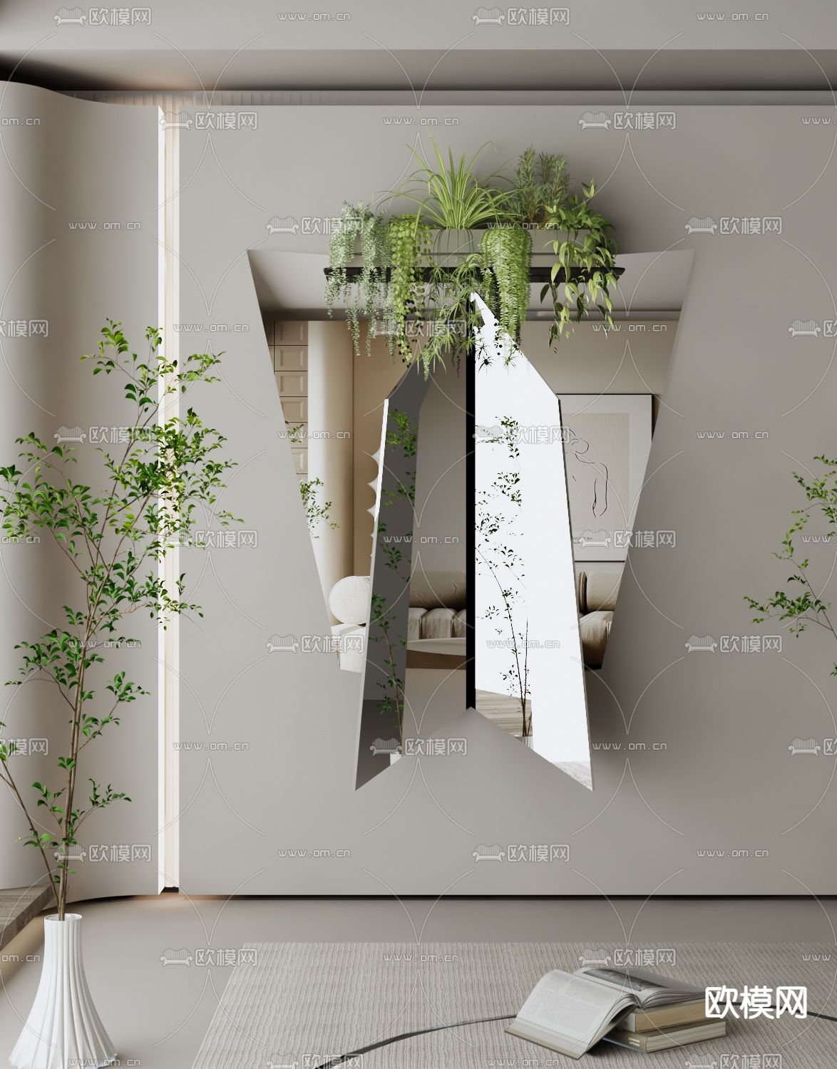 镜子 全身镜 不规则镜3d模型下载