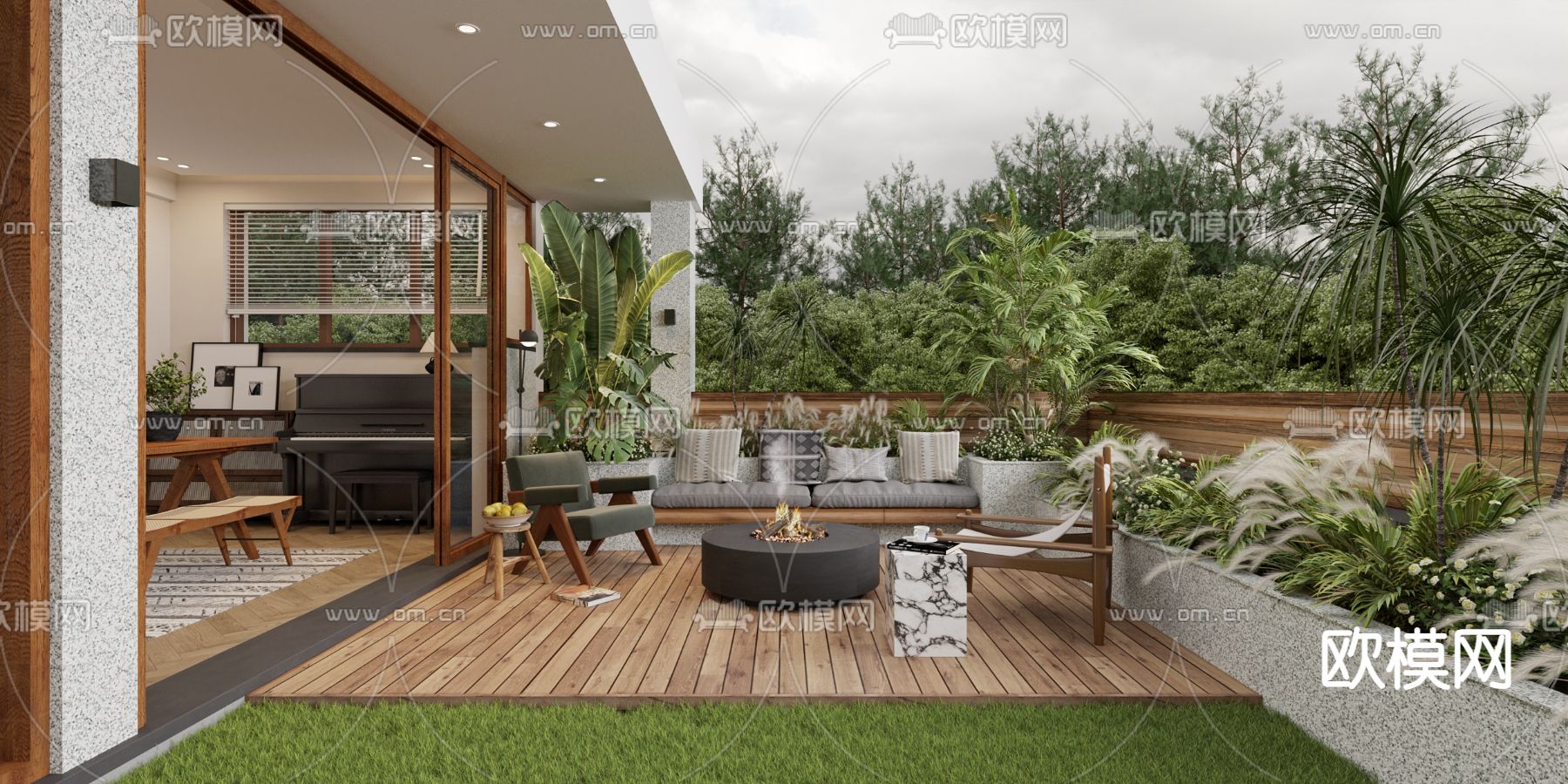 侘寂屋顶花园su模型下载（渲染图1）