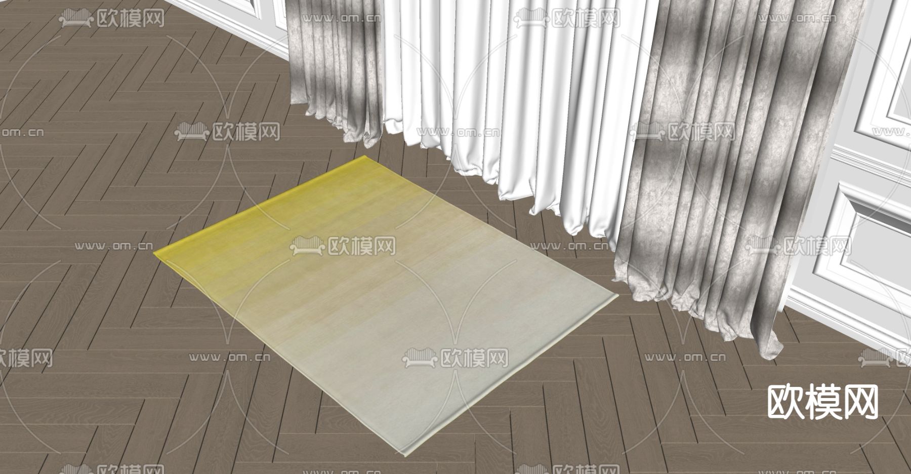 现代地毯su模型下载（渲染图2）