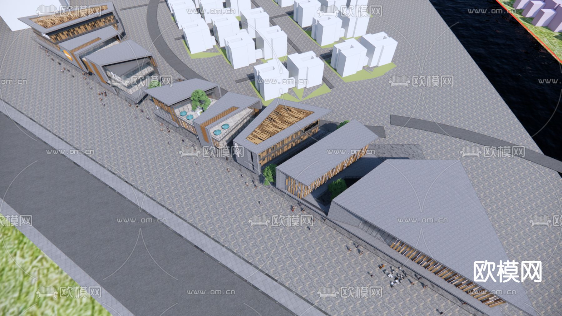 现代商业街su模型下载（渲染图5）