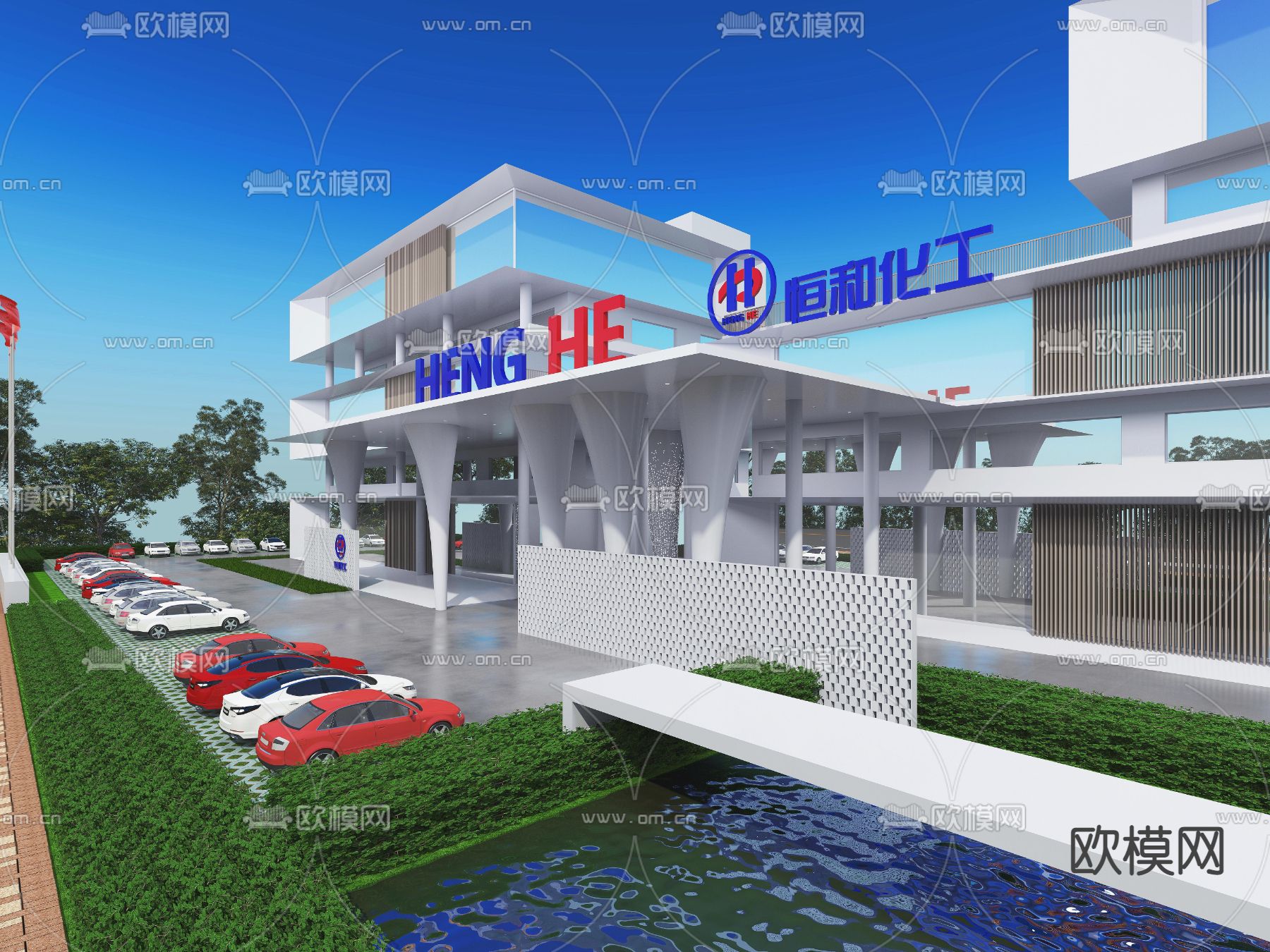 加油站3d模型下载（渲染图2）