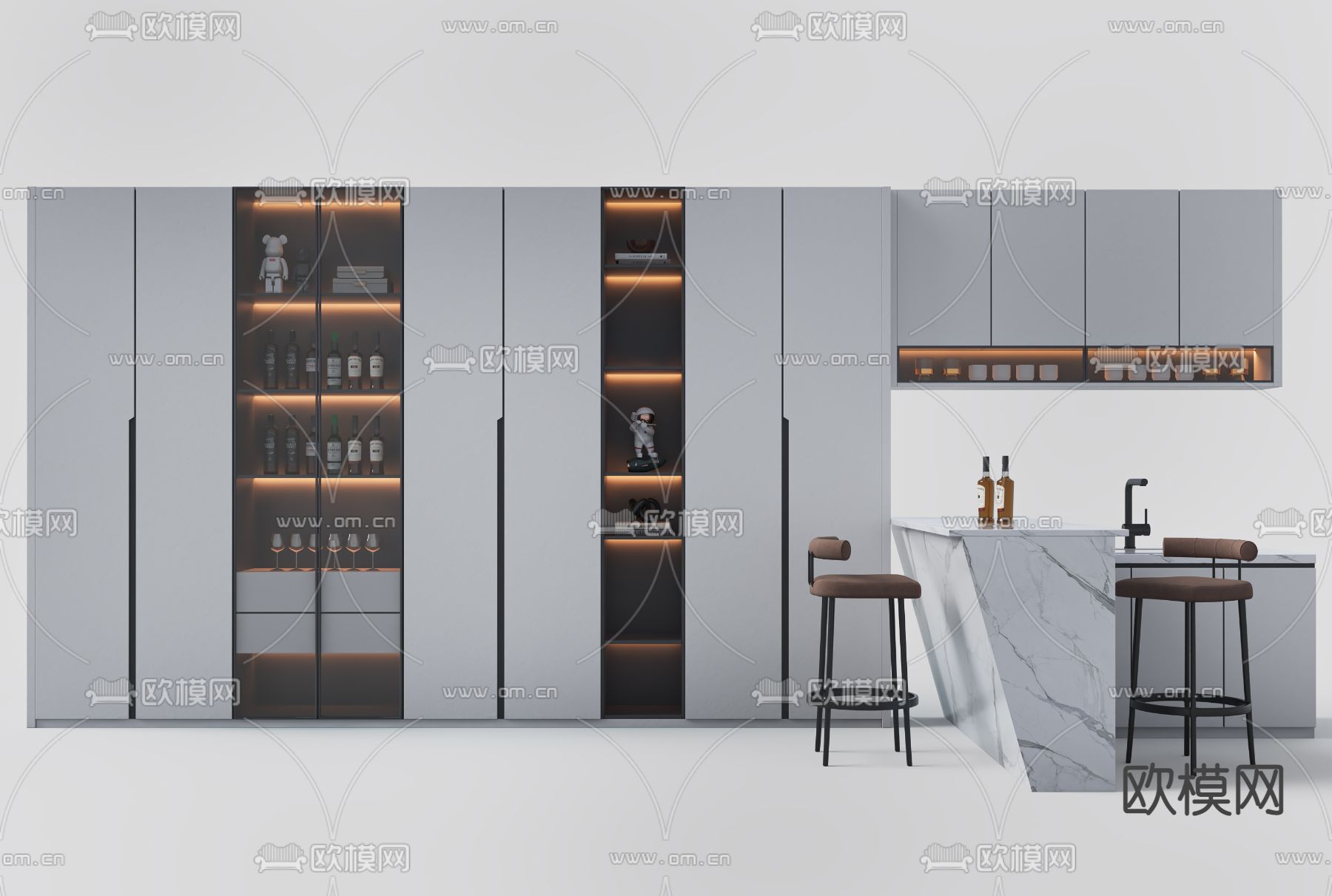 双开门酒柜3d模型下载