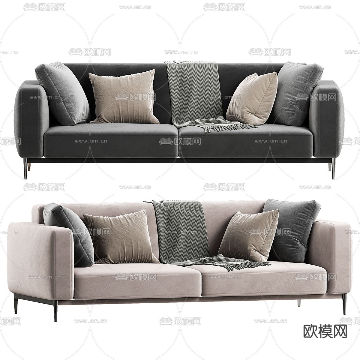 Flexform现代双人沙发su模型下载（渲染图1）