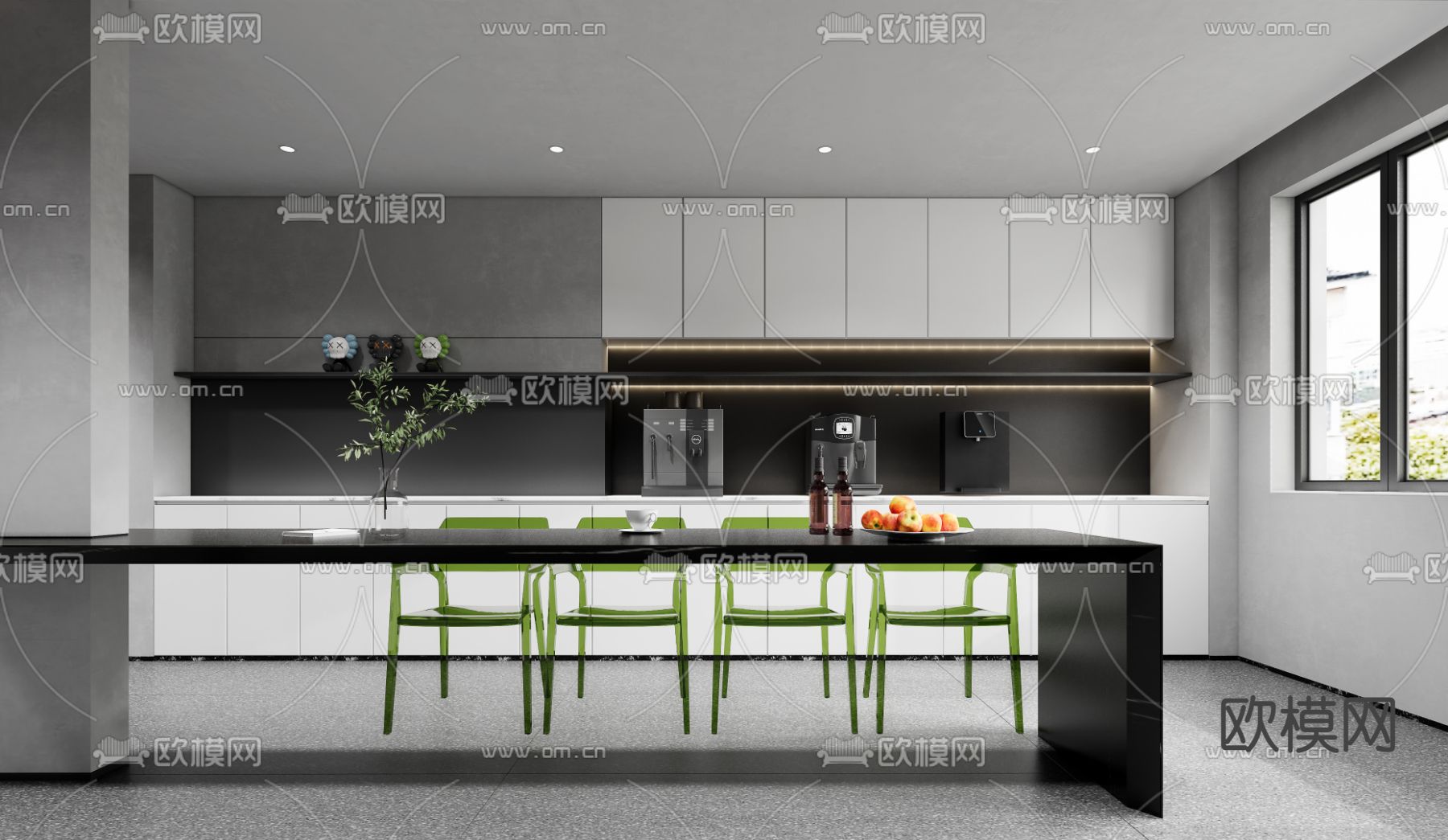 现代茶水间su模型下载（渲染图1）