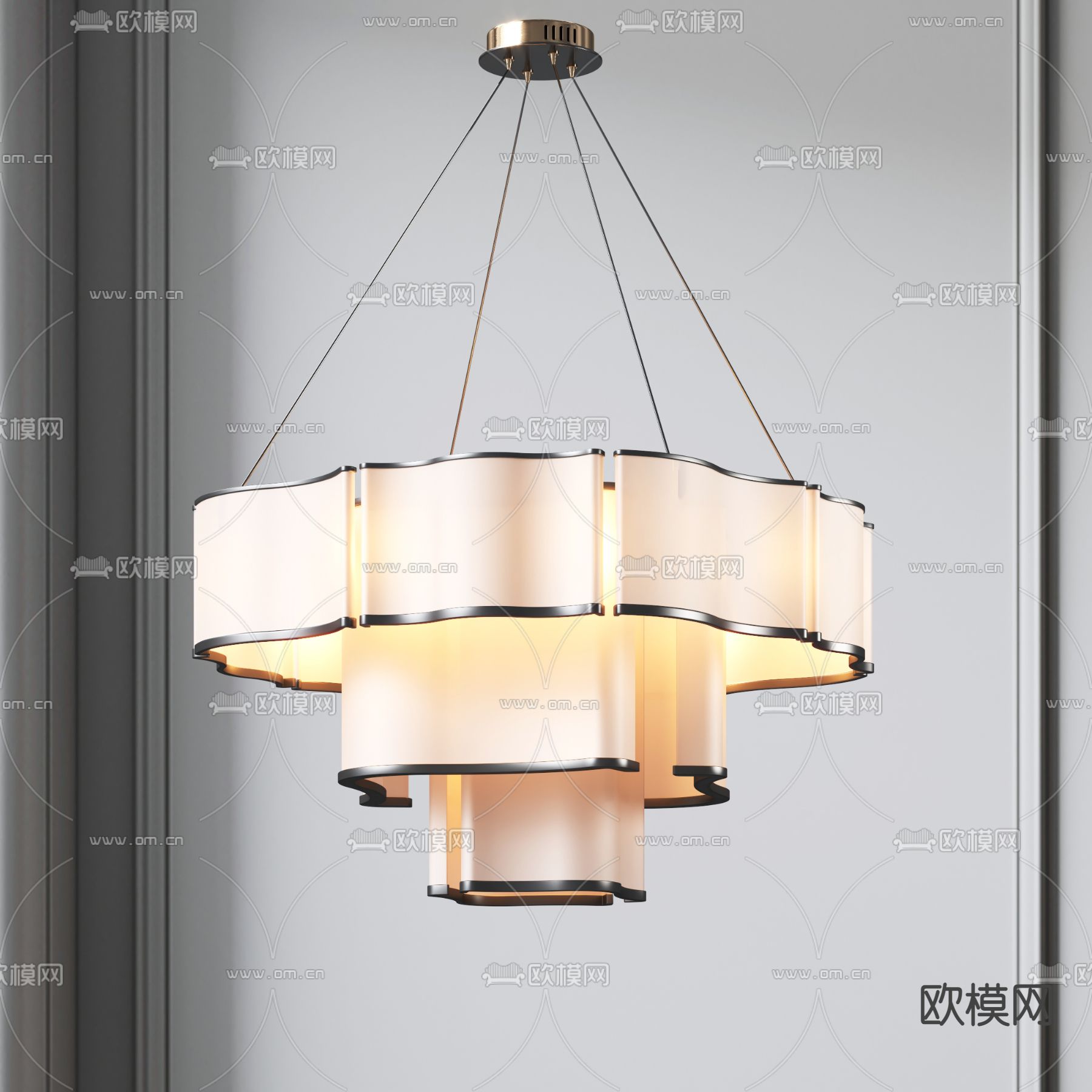 新中式吊灯 大厅吊灯3d模型下载