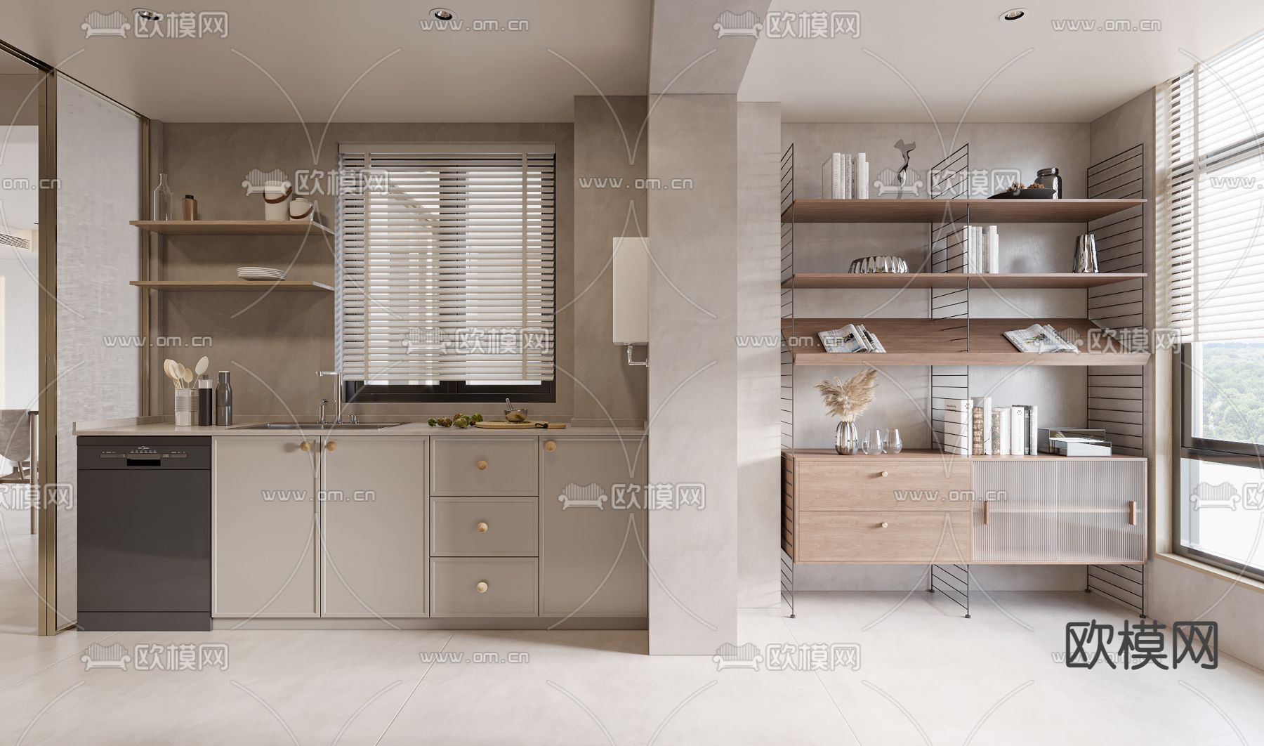 开放式厨房 橱柜3d模型下载