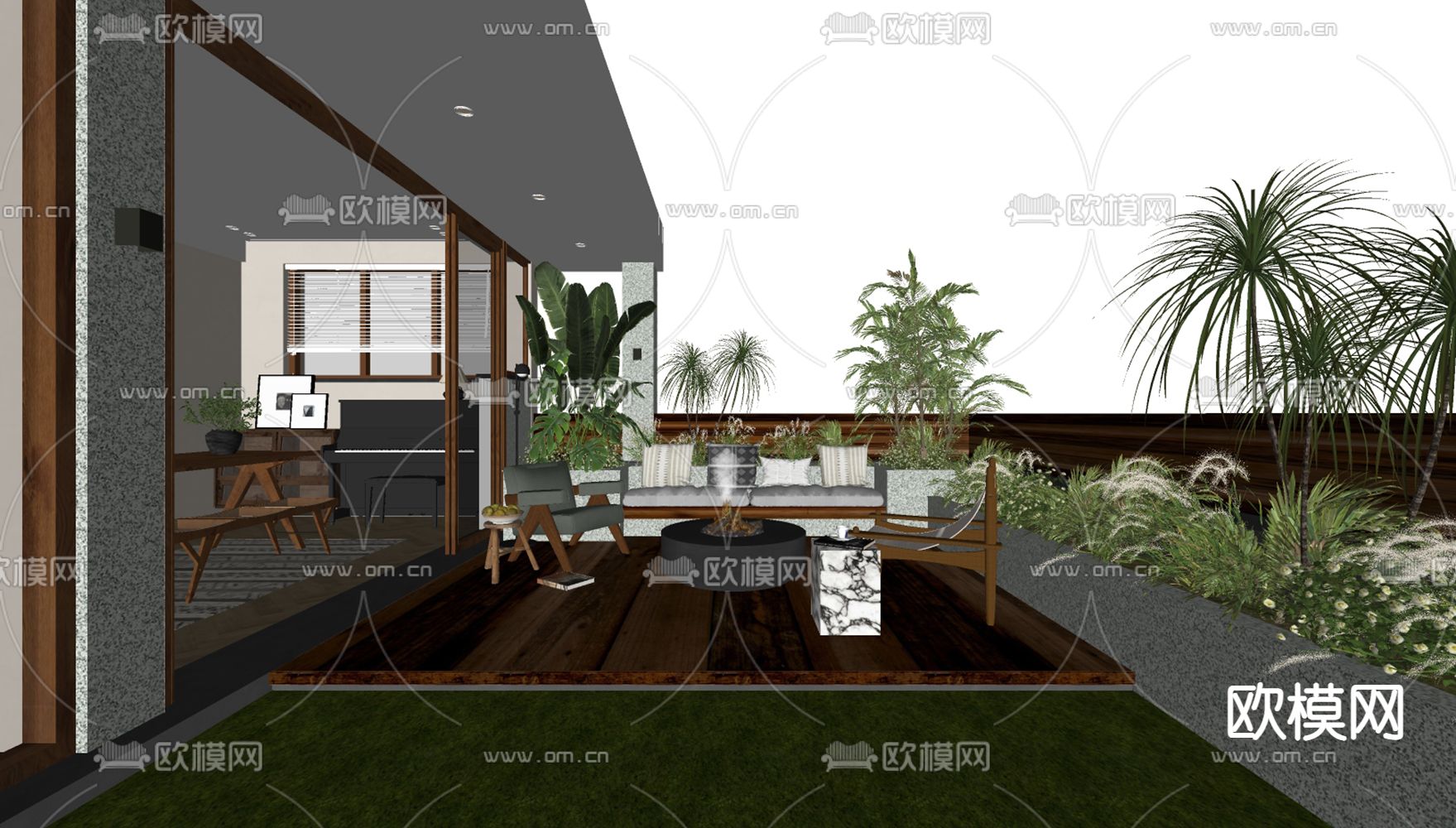 侘寂屋顶花园su模型下载（渲染图2）