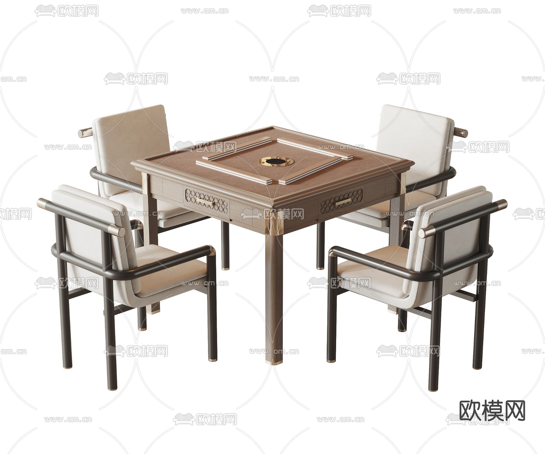 新中式麻将桌椅su模型下载（渲染图1）