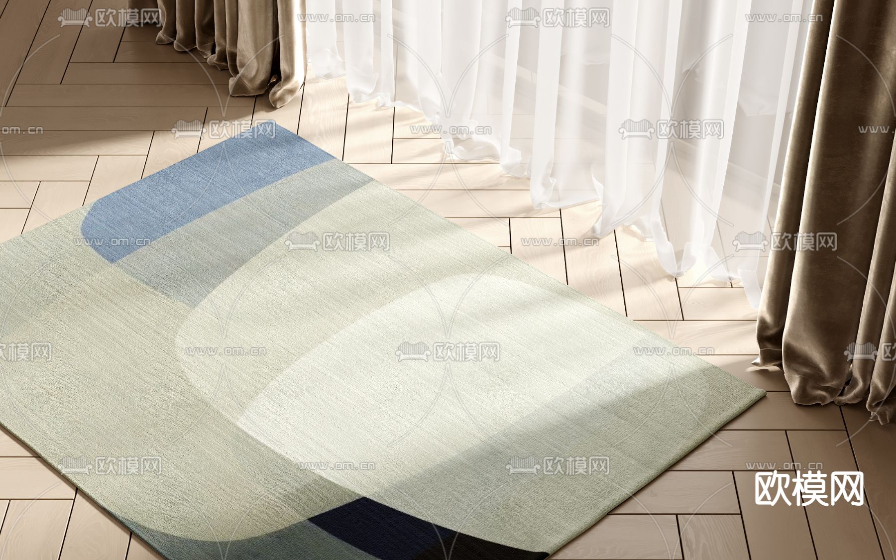 现代地毯su模型下载（渲染图1）
