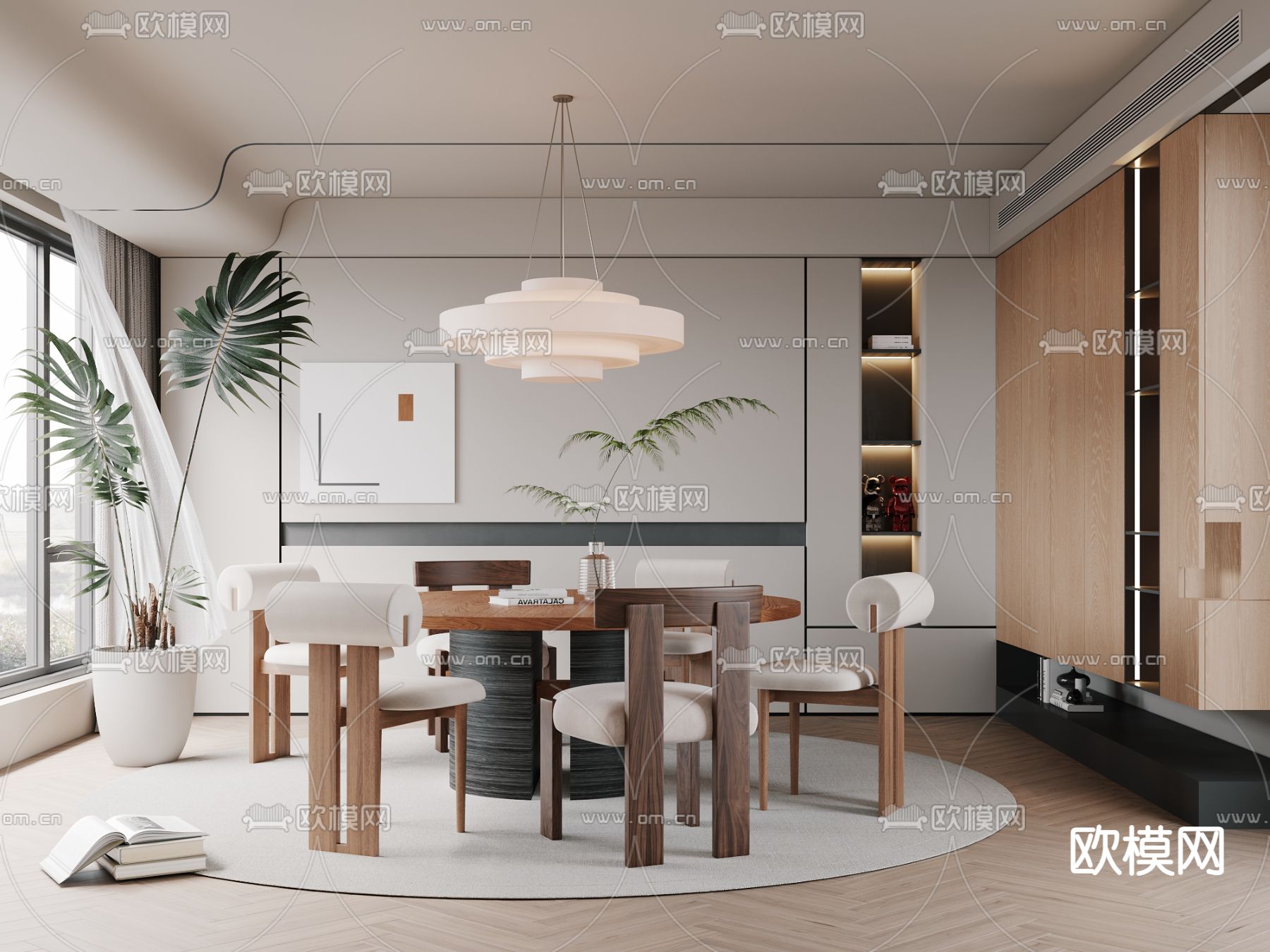 侘寂风餐厅su模型下载（渲染图1）