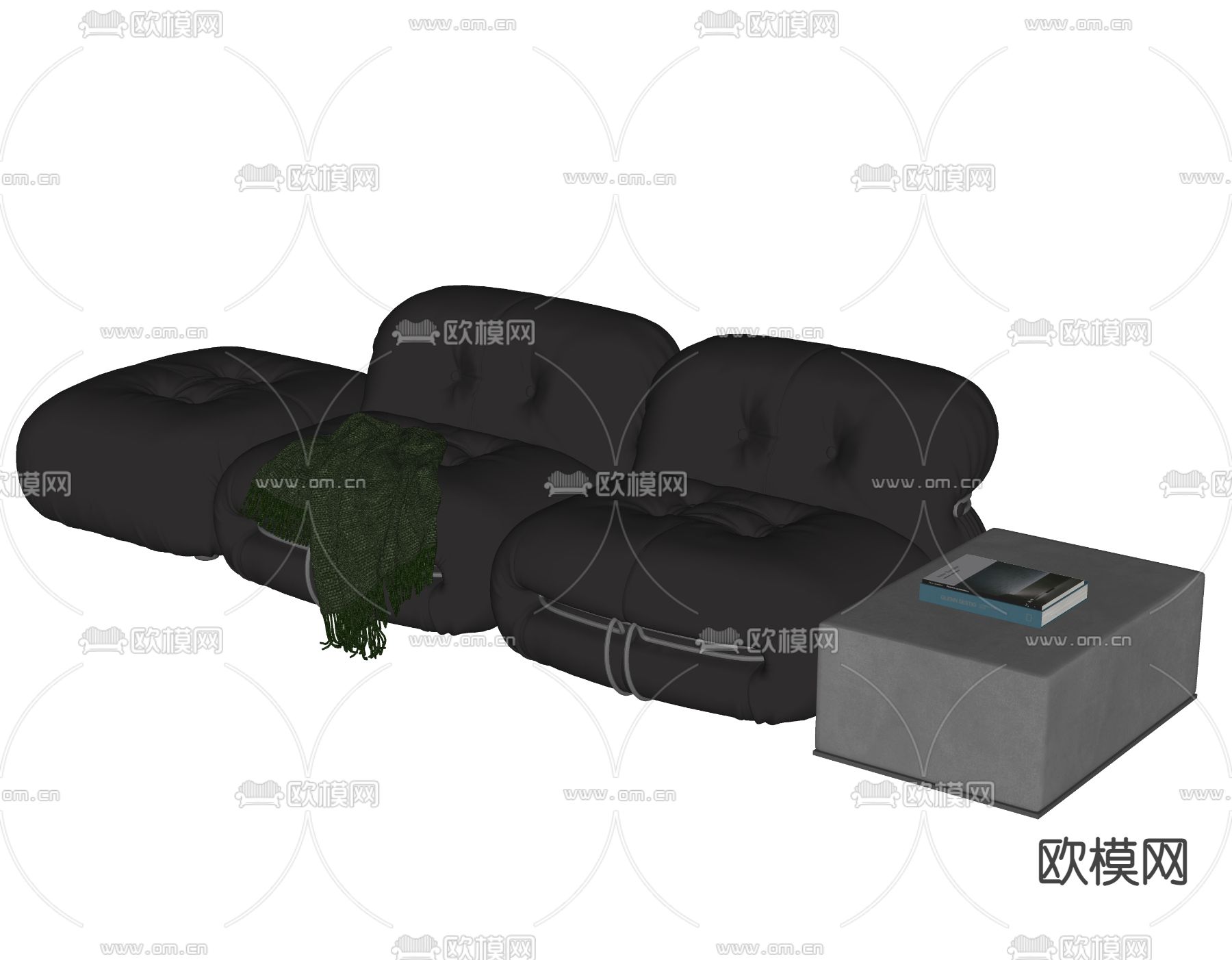 B&B 皮革沙发su模型下载（渲染图2）