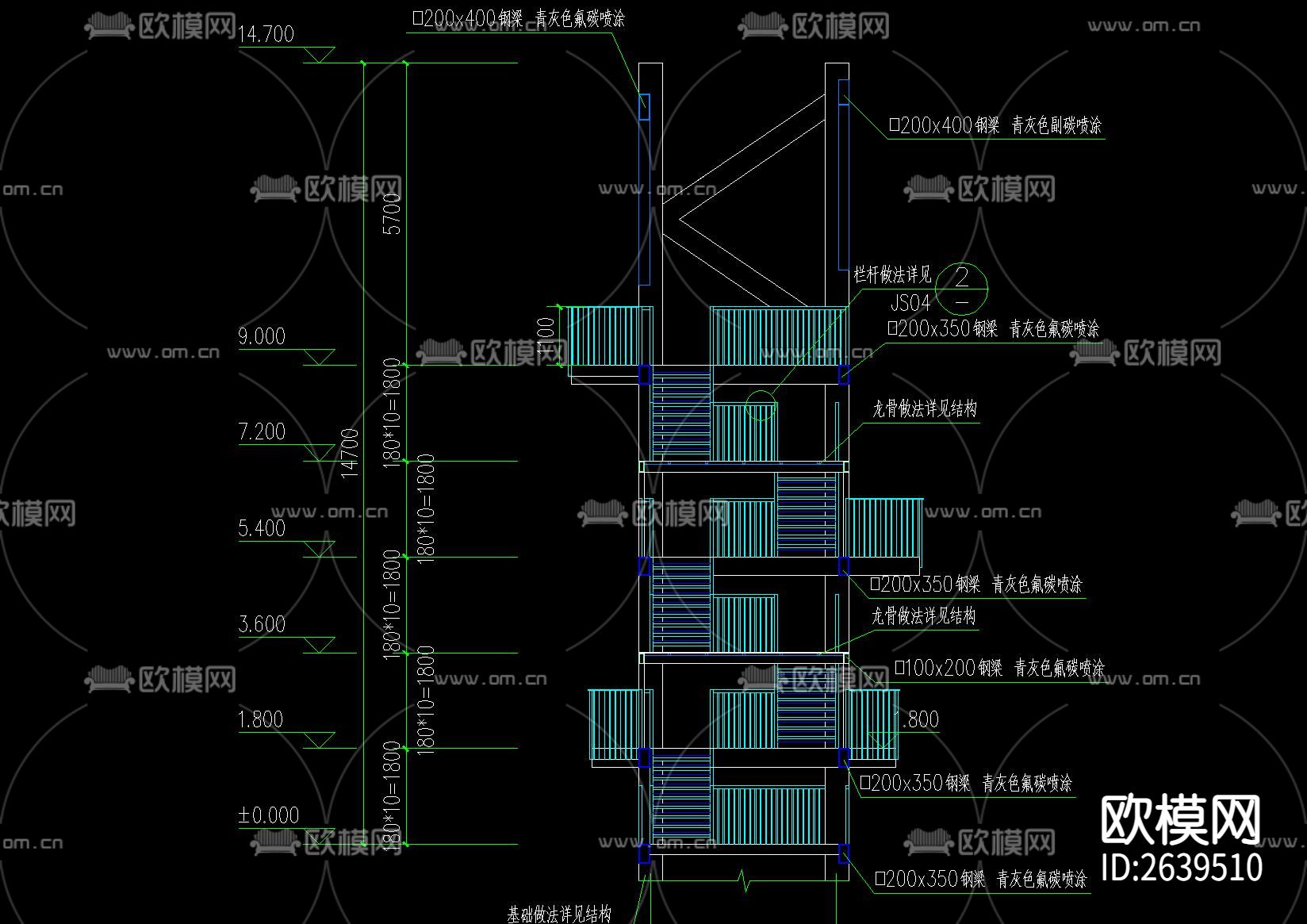 观光塔CAD节点大样下载（渲染图4）