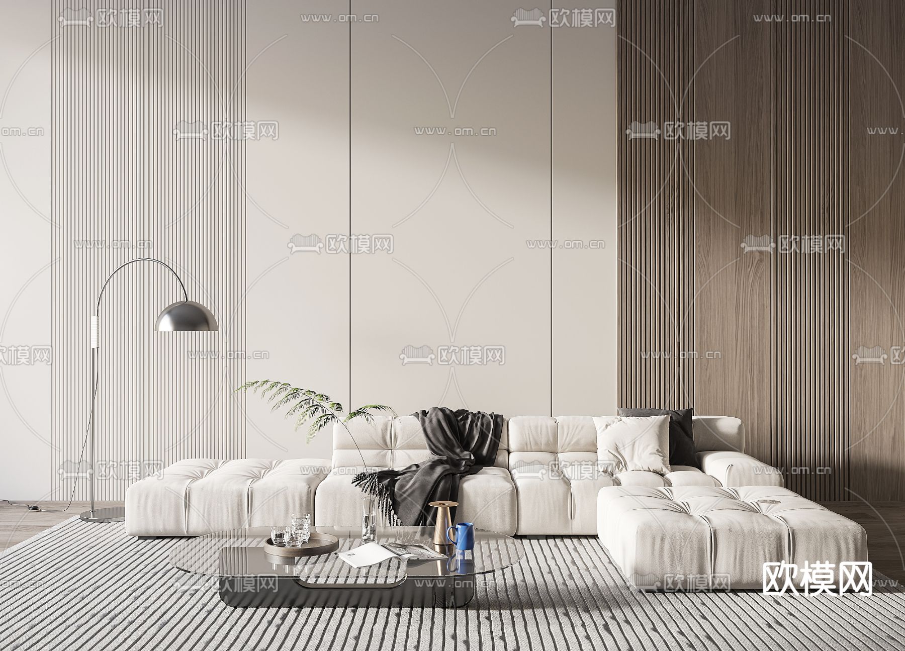 转角沙发 软体沙发3d模型下载（渲染图1）