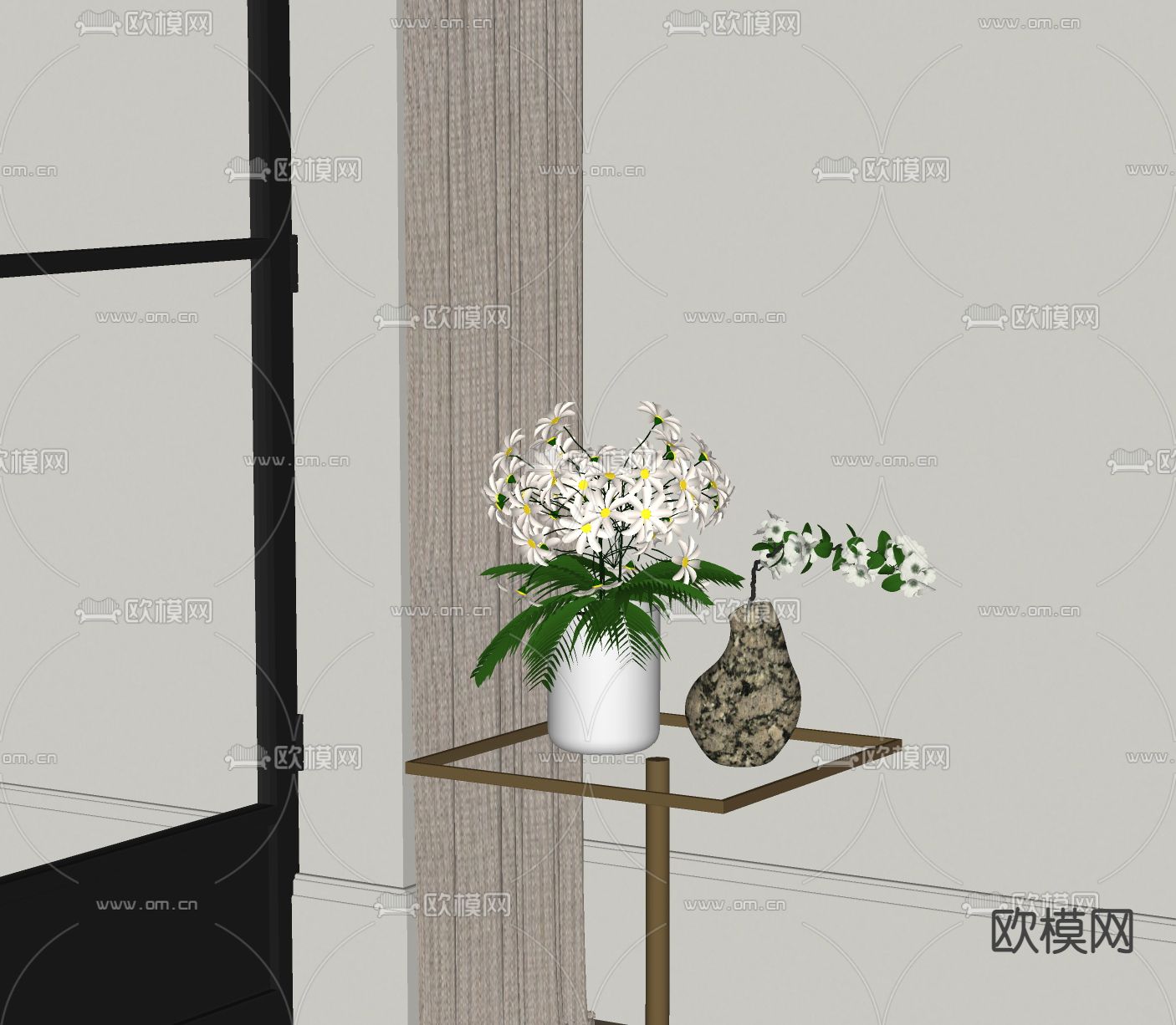 现代花瓶花艺su模型