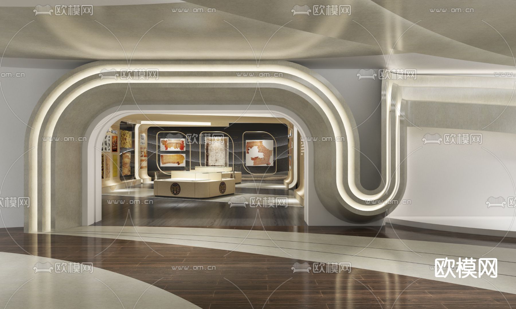 新中式纺织博物馆su模型下载（渲染图6）