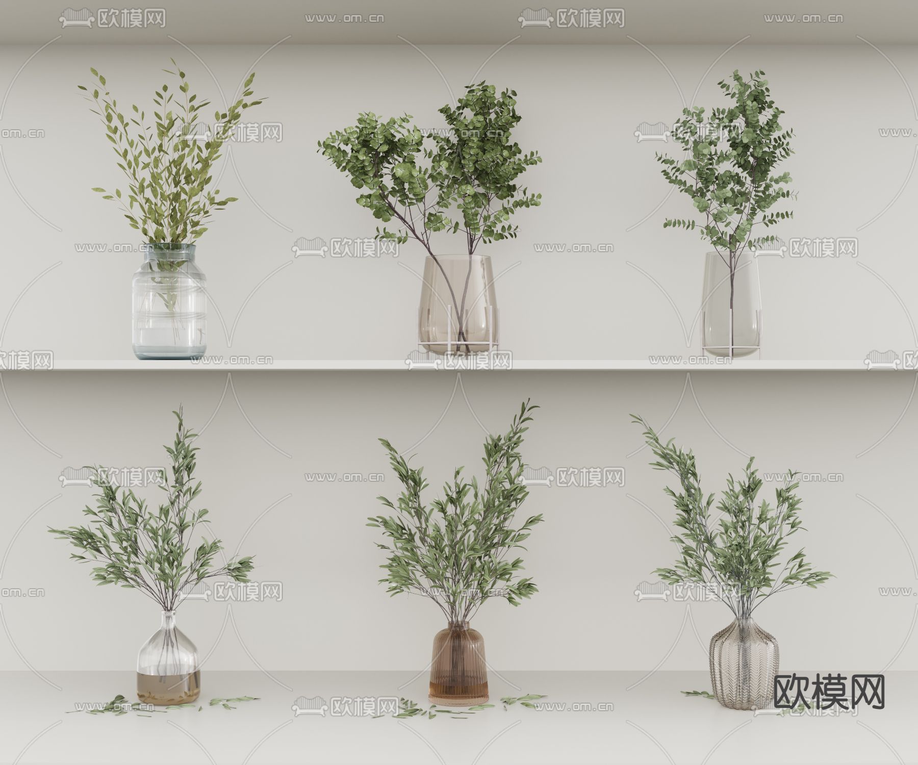 花瓶 花艺 水生绿植3d模型下载