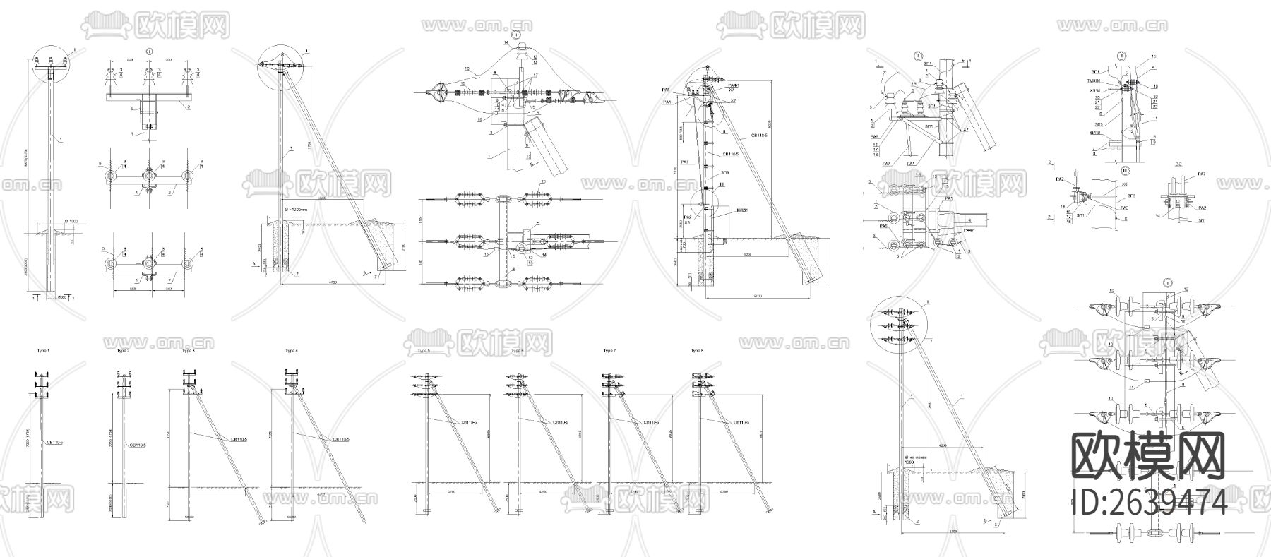 电线杆CAD图库下载（渲染图2）