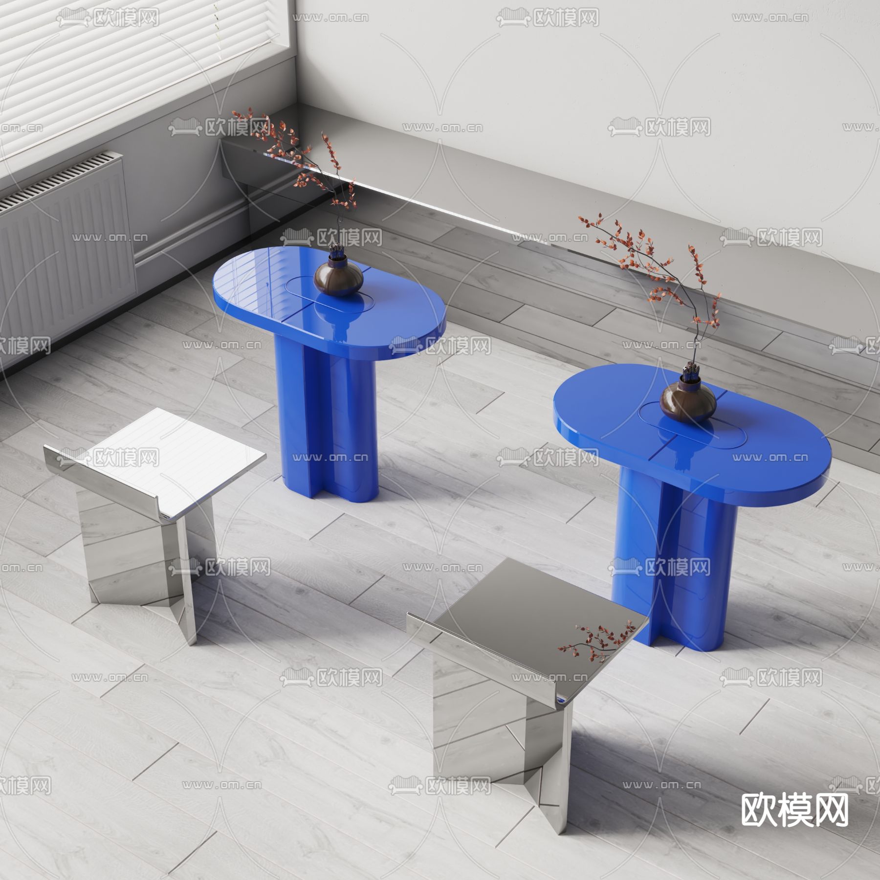 现代咖啡桌椅su模型