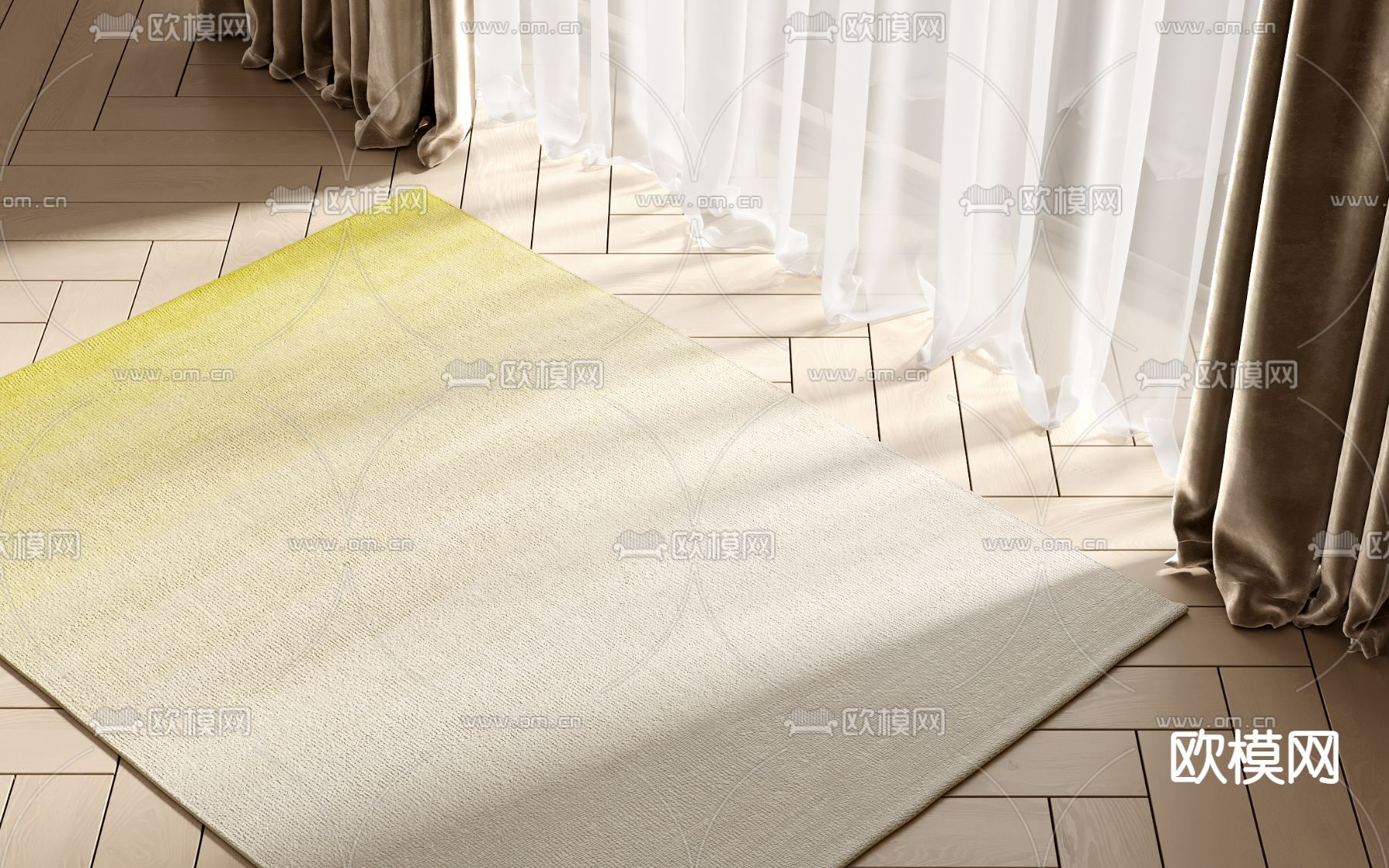 现代地毯su模型下载（渲染图1）