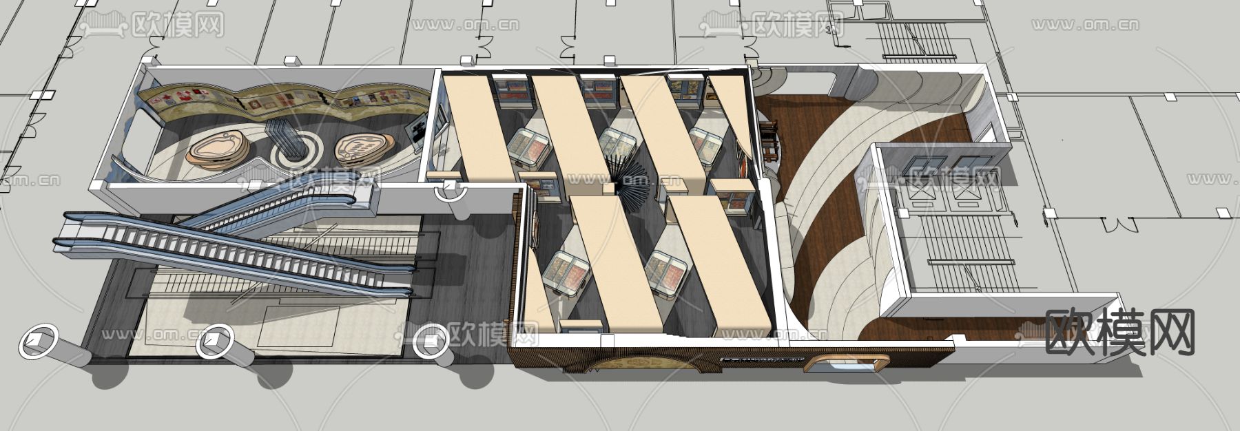新中式纺织博物馆su模型下载（渲染图2）