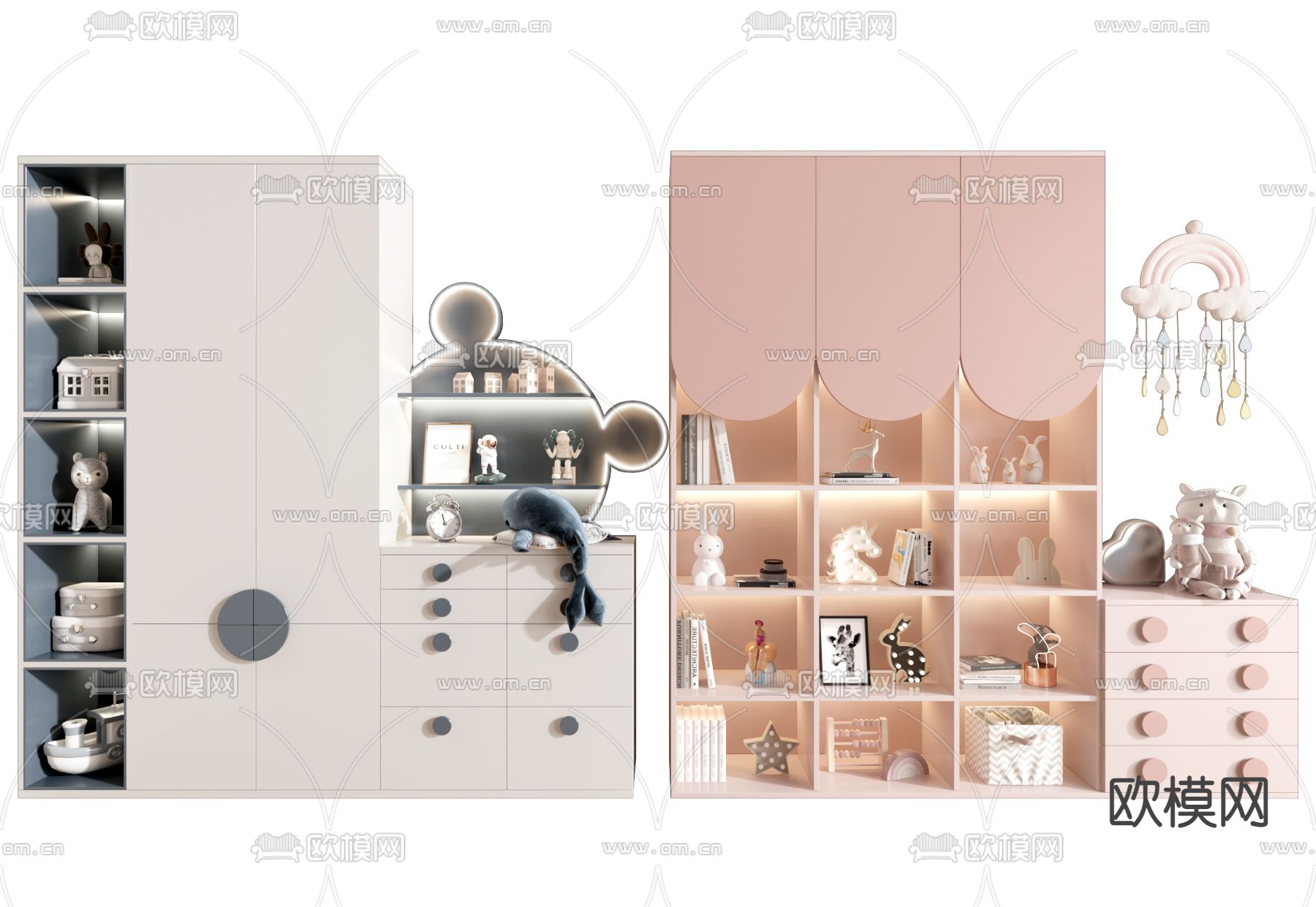 儿童衣柜 收纳柜3d模型下载