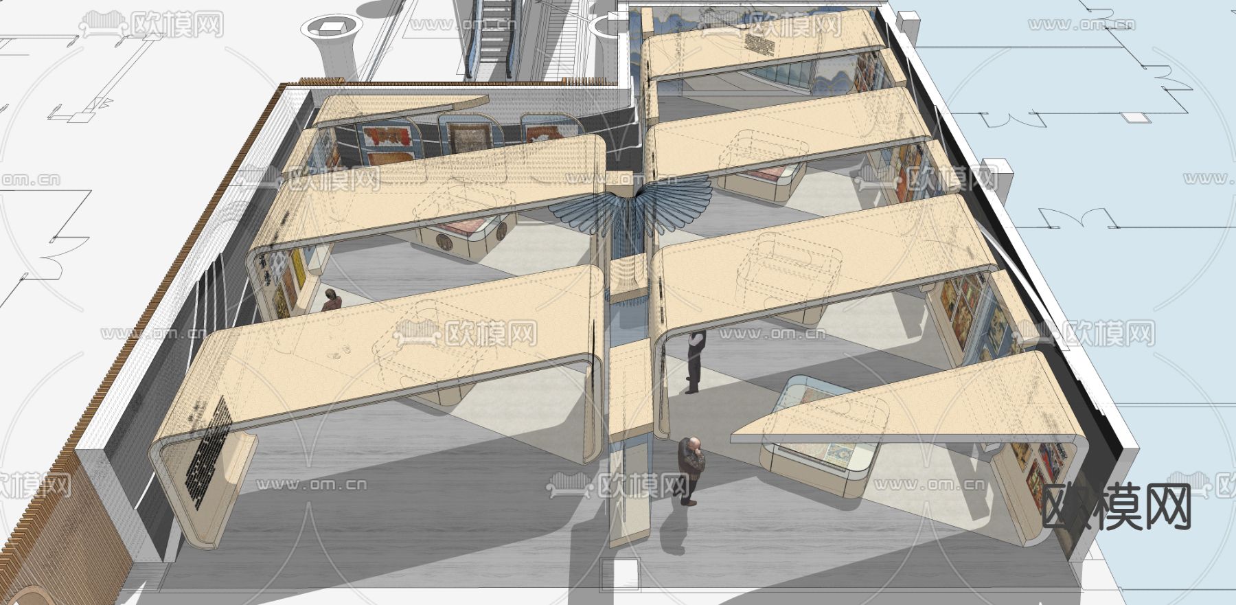 新中式纺织博物馆su模型下载（渲染图5）
