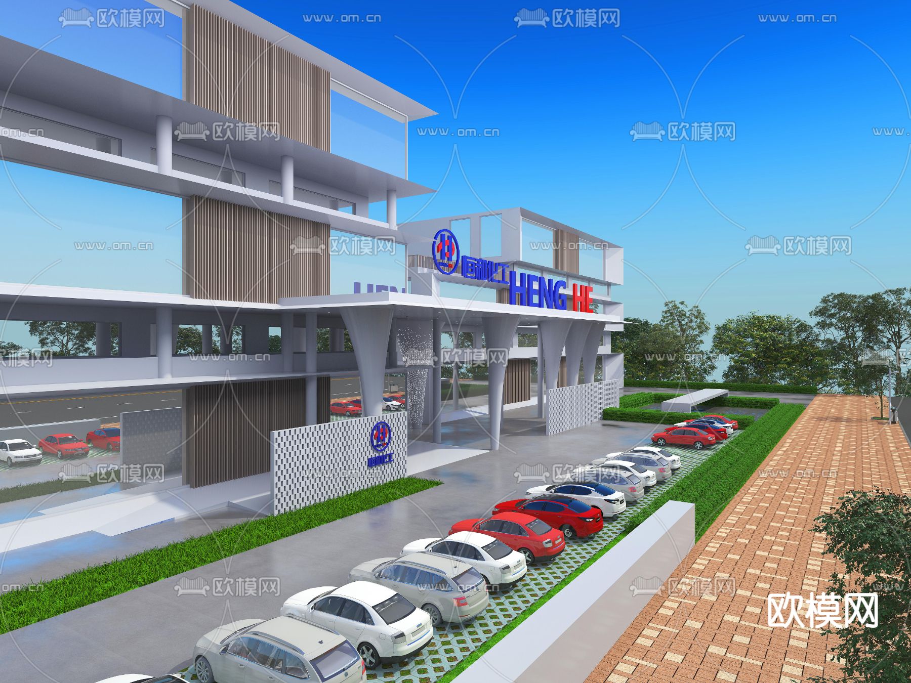 加油站3d模型下载（渲染图3）