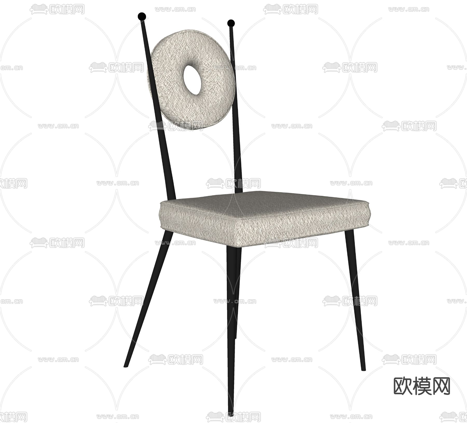 法式餐椅 单椅su模型下载（渲染图2）