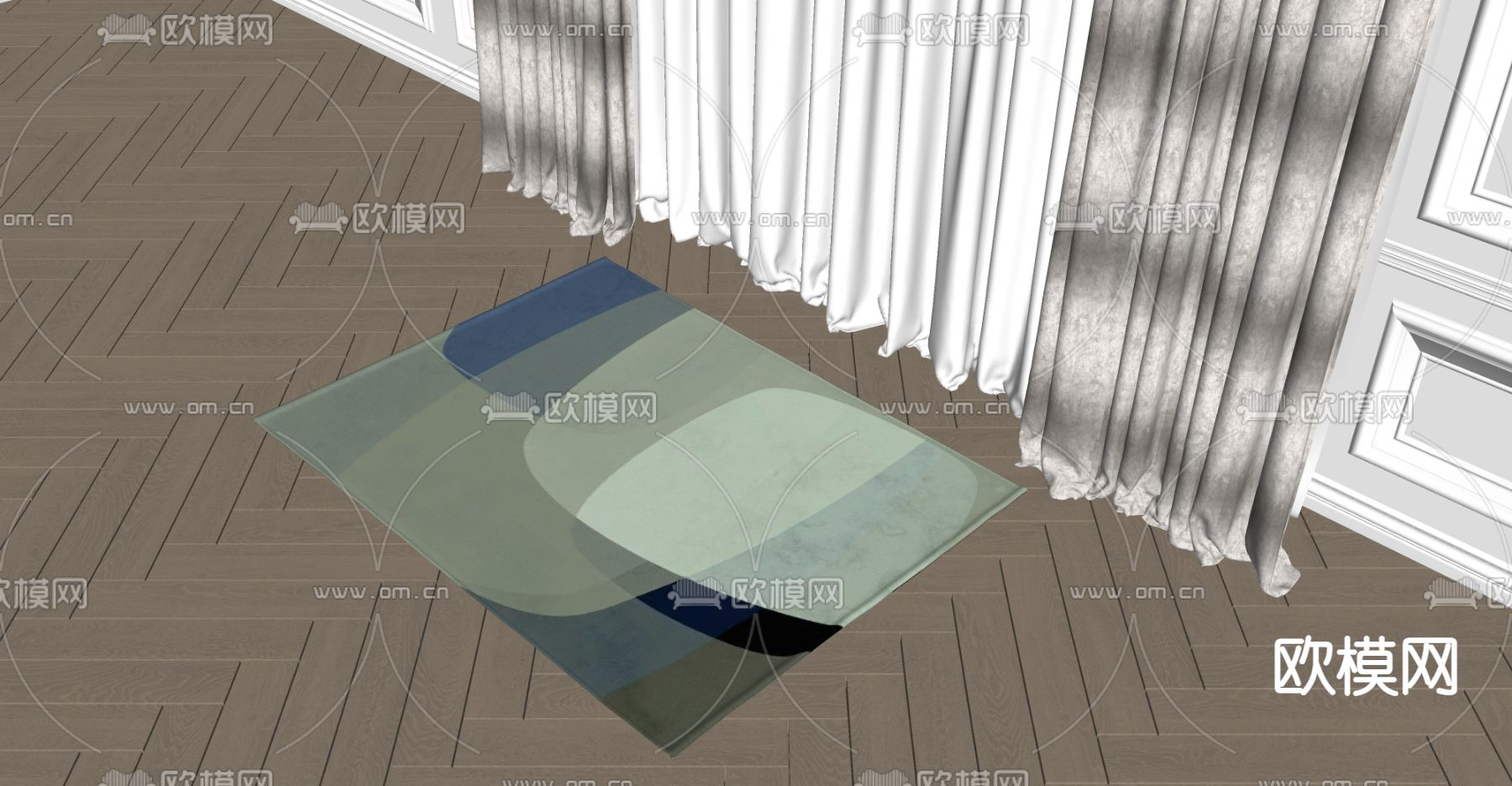 现代地毯su模型下载（渲染图2）