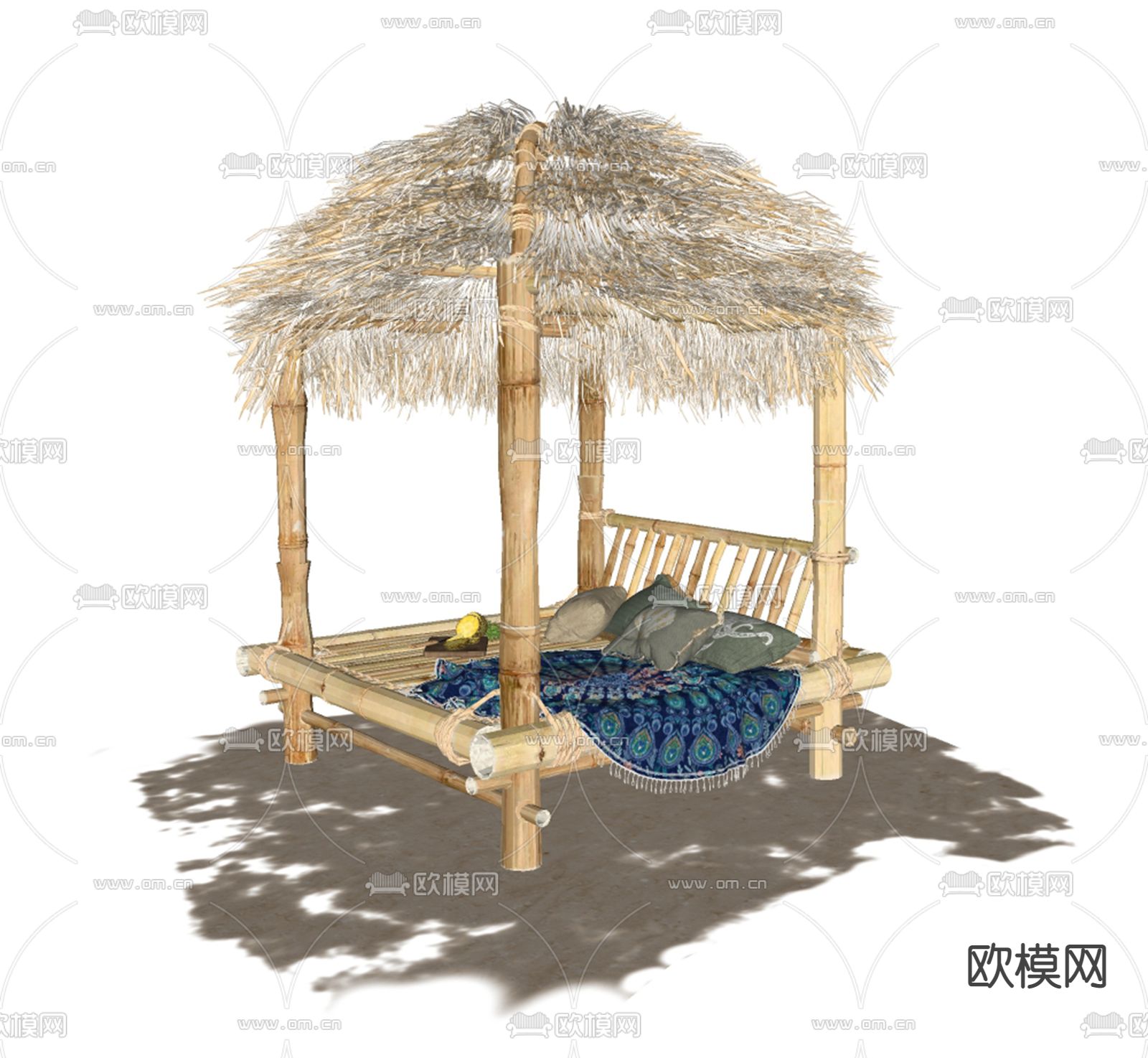 自然风茅草亭子su模型下载（渲染图2）