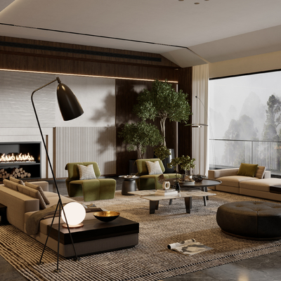  Minotti 米洛提客厅su模型 